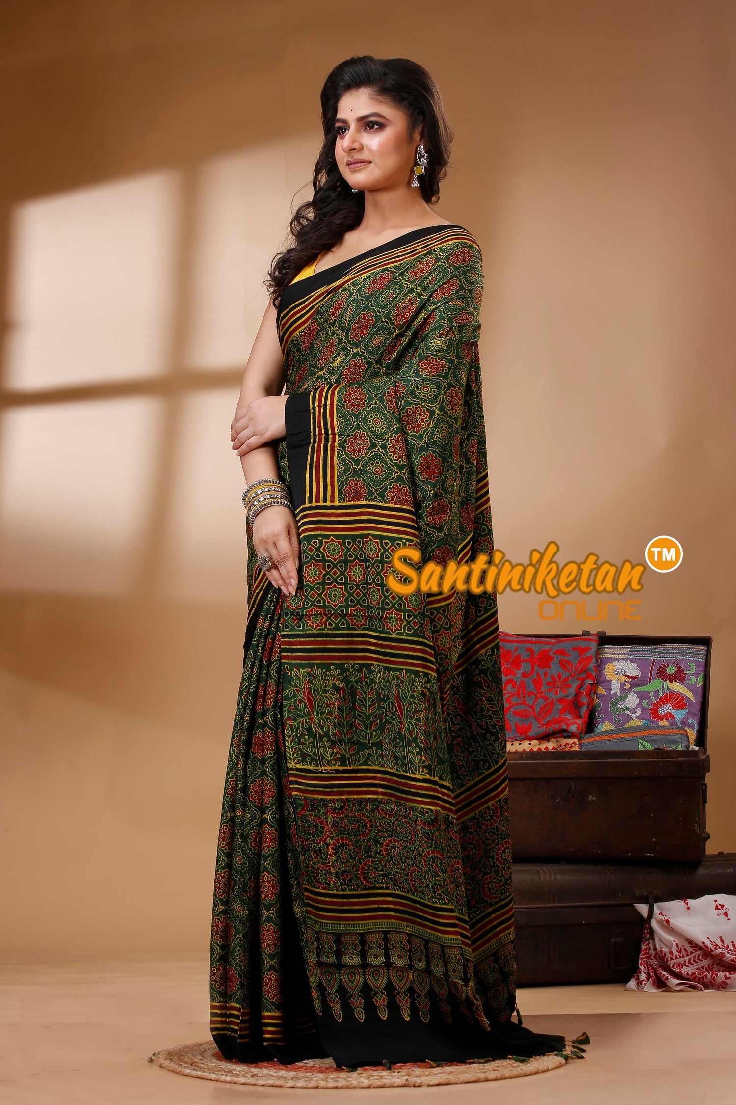 Ajrakh Hand Block On Modal Silk SN202523135
