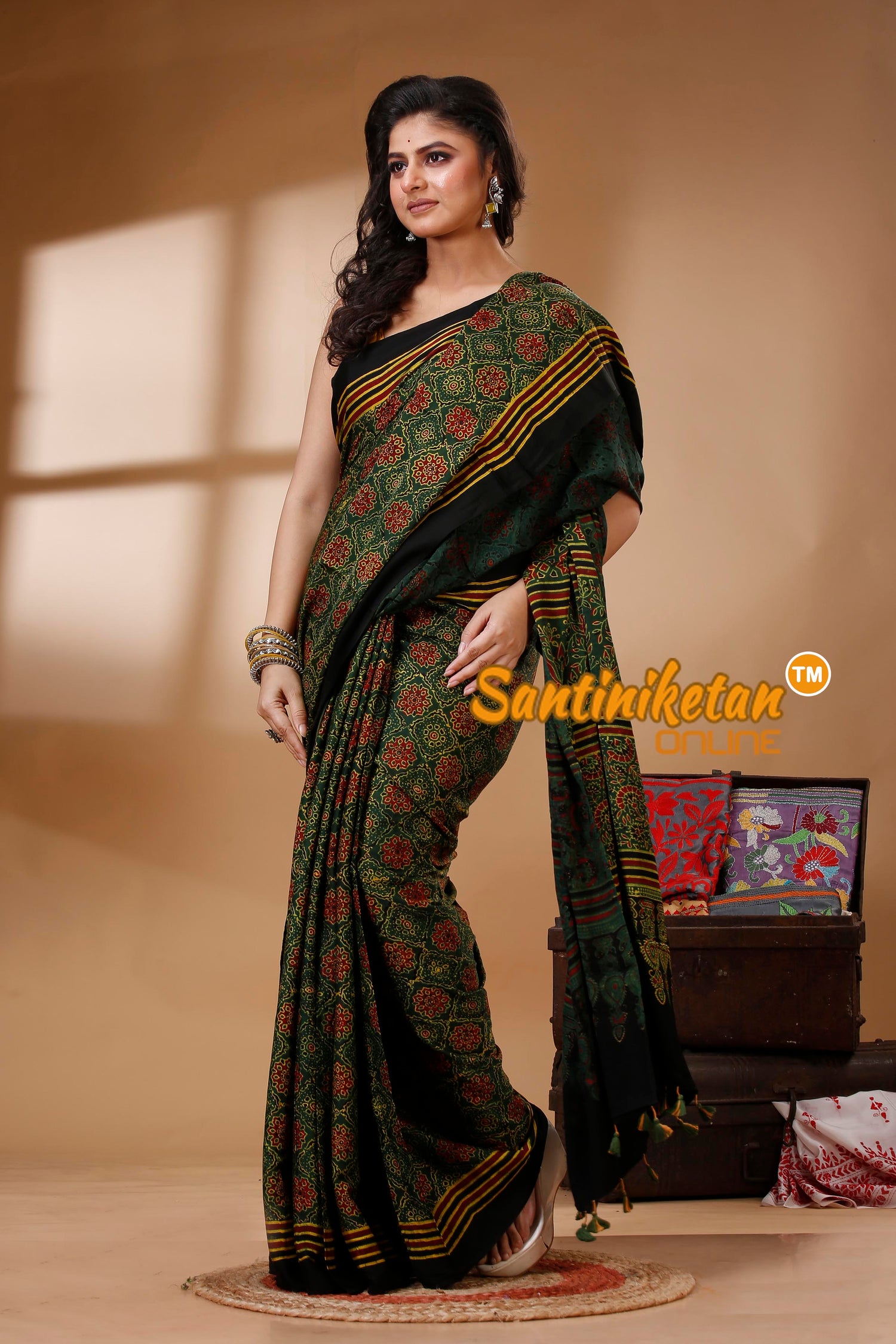 Ajrakh Hand Block On Modal Silk SN202523135