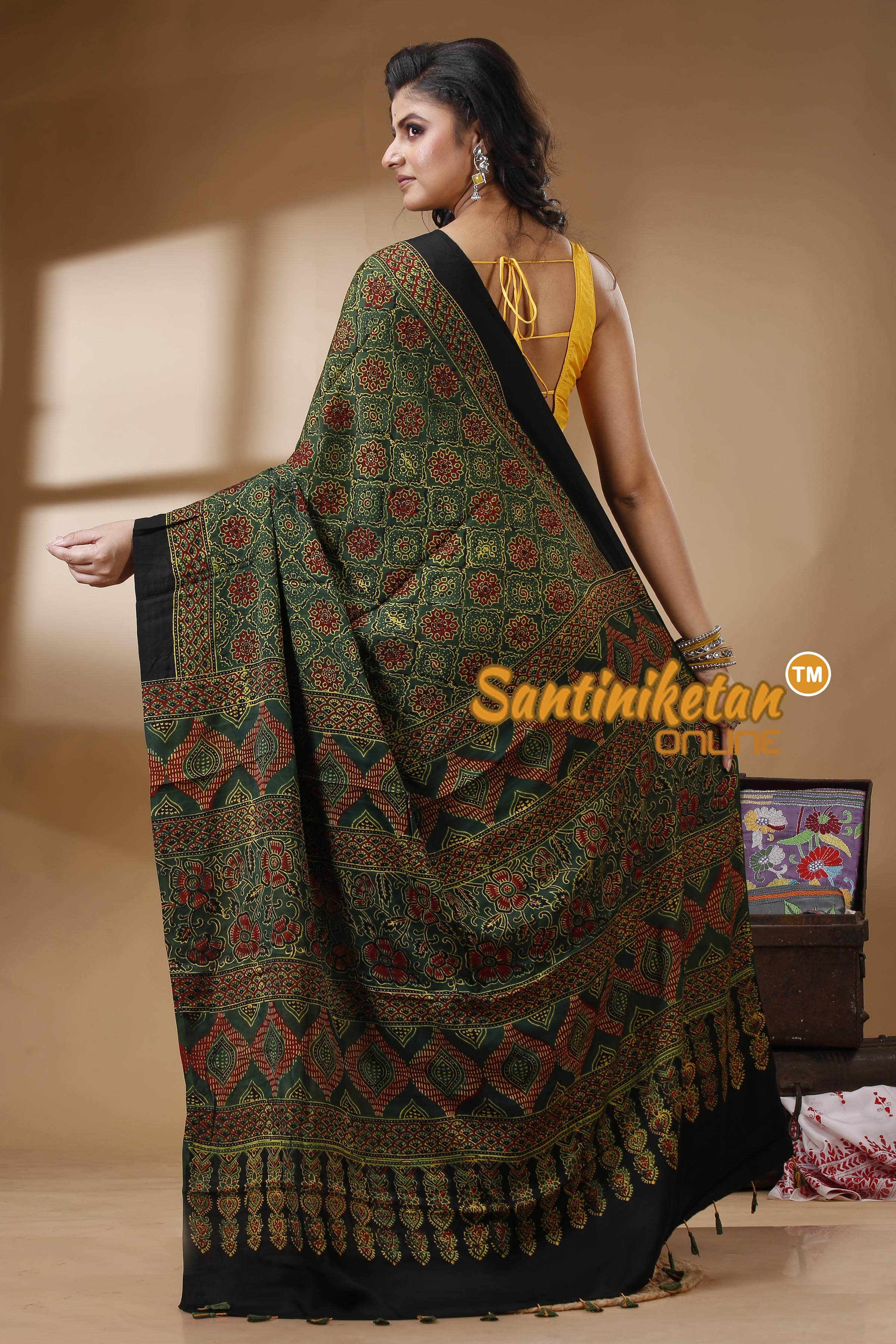 Ajrakh Hand Block On Modal Silk SN202523141