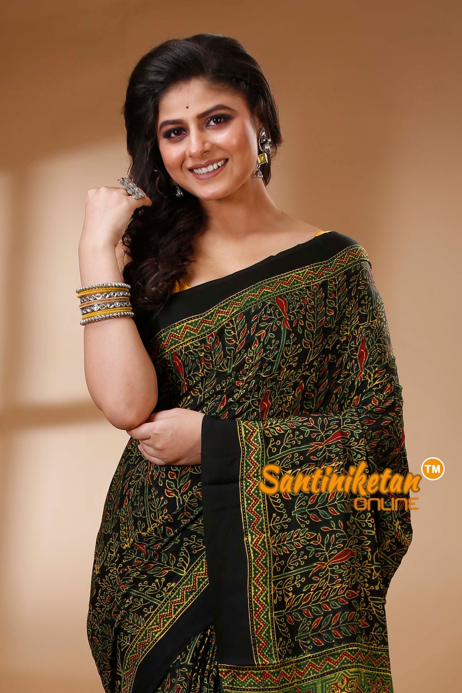 Ajrakh Hand Block On Modal Silk SN202523147
