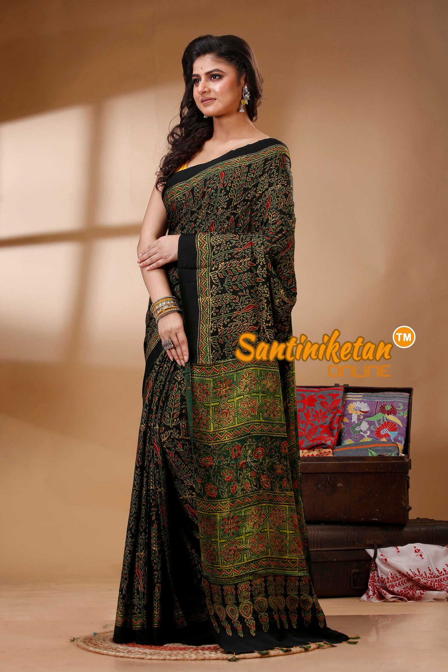 Ajrakh Hand Block On Modal Silk SN202523147