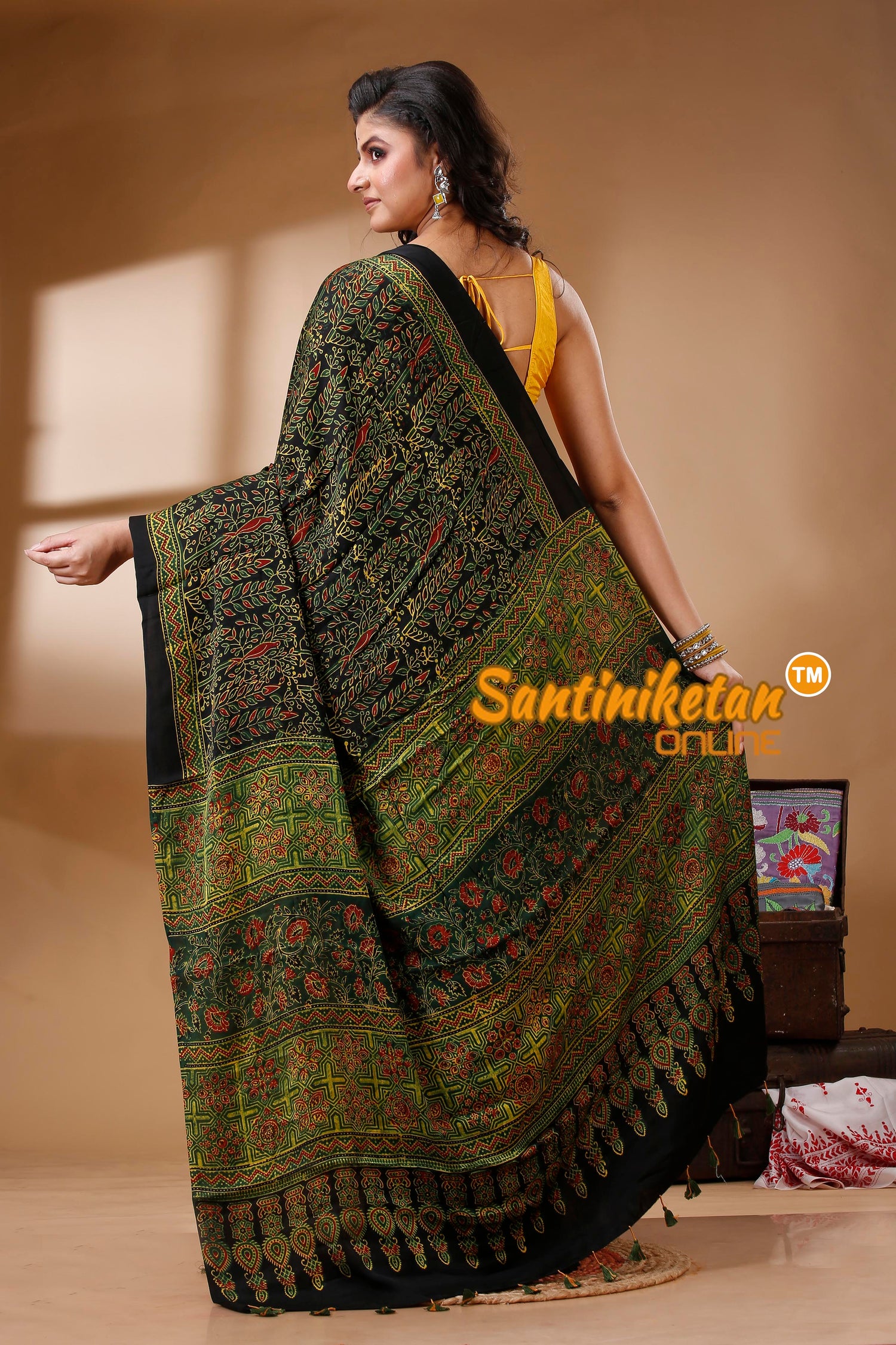 Ajrakh Hand Block On Modal Silk SN202523147