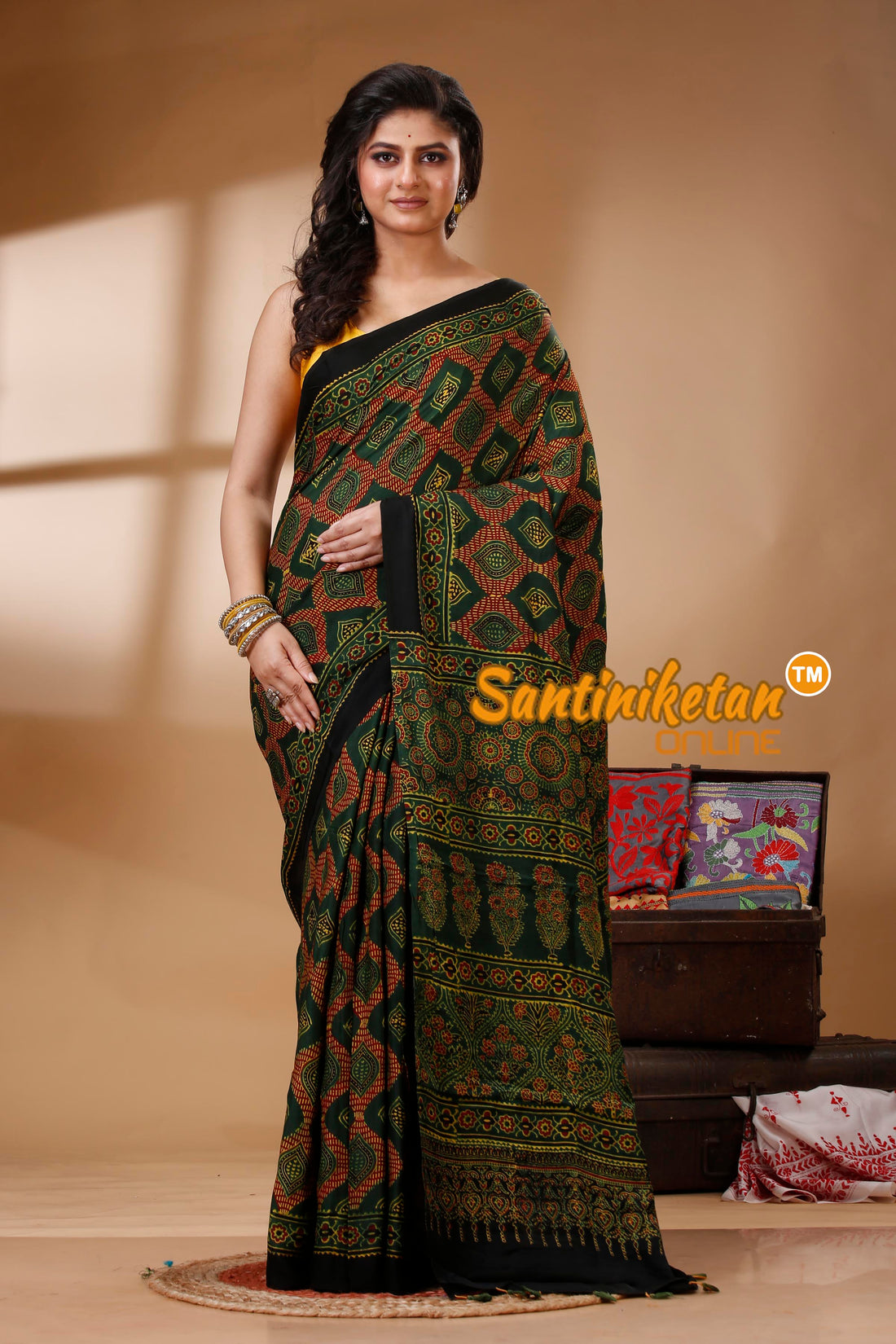 Ajrakh Hand Block On Modal Silk SN202523153