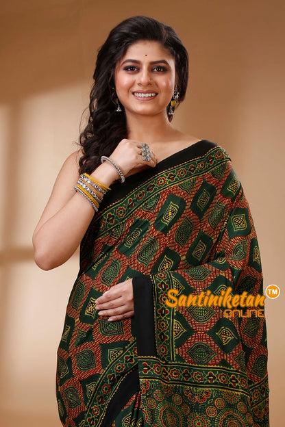 Ajrakh Hand Block On Modal Silk SN202523153