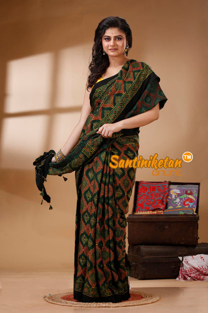 Ajrakh Hand Block On Modal Silk SN202523153
