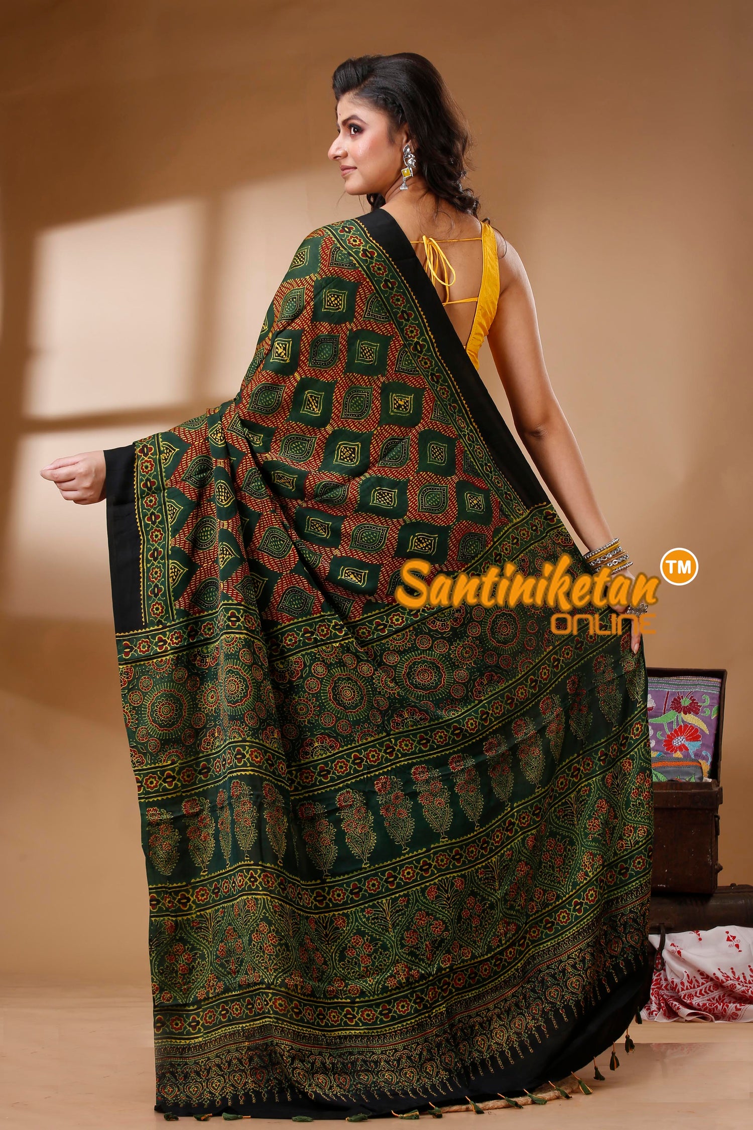 Ajrakh Hand Block On Modal Silk SN202523153