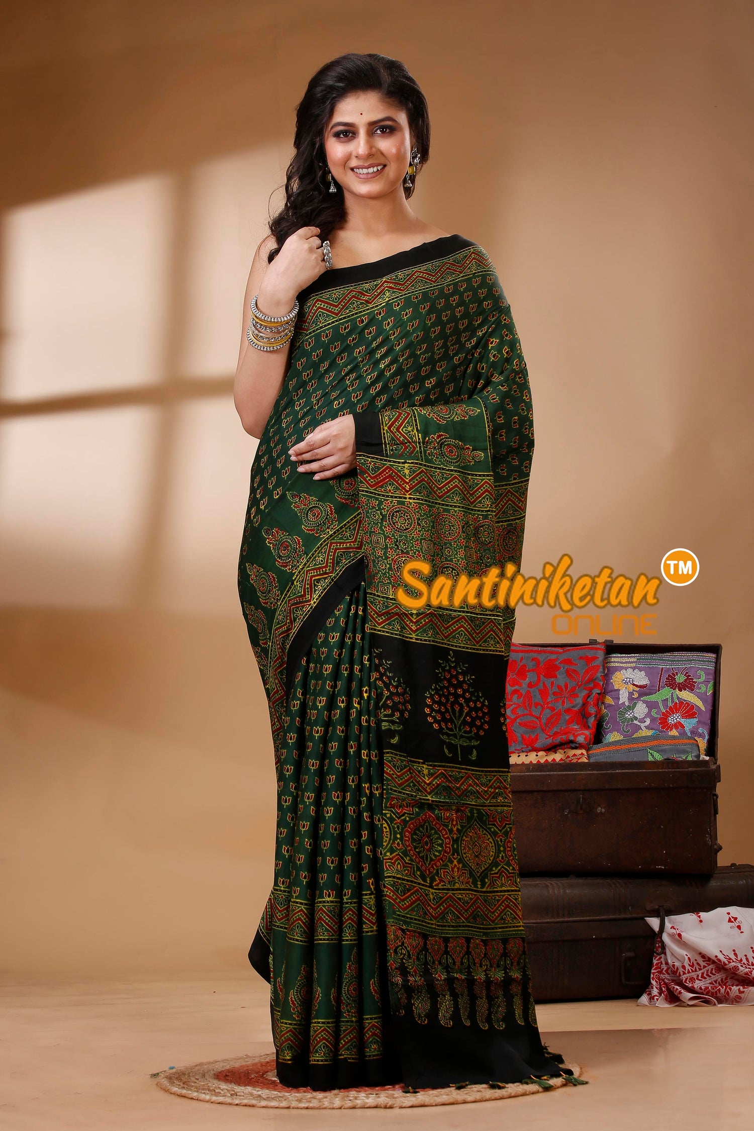 Ajrakh Hand Block On Modal Silk SN202523159