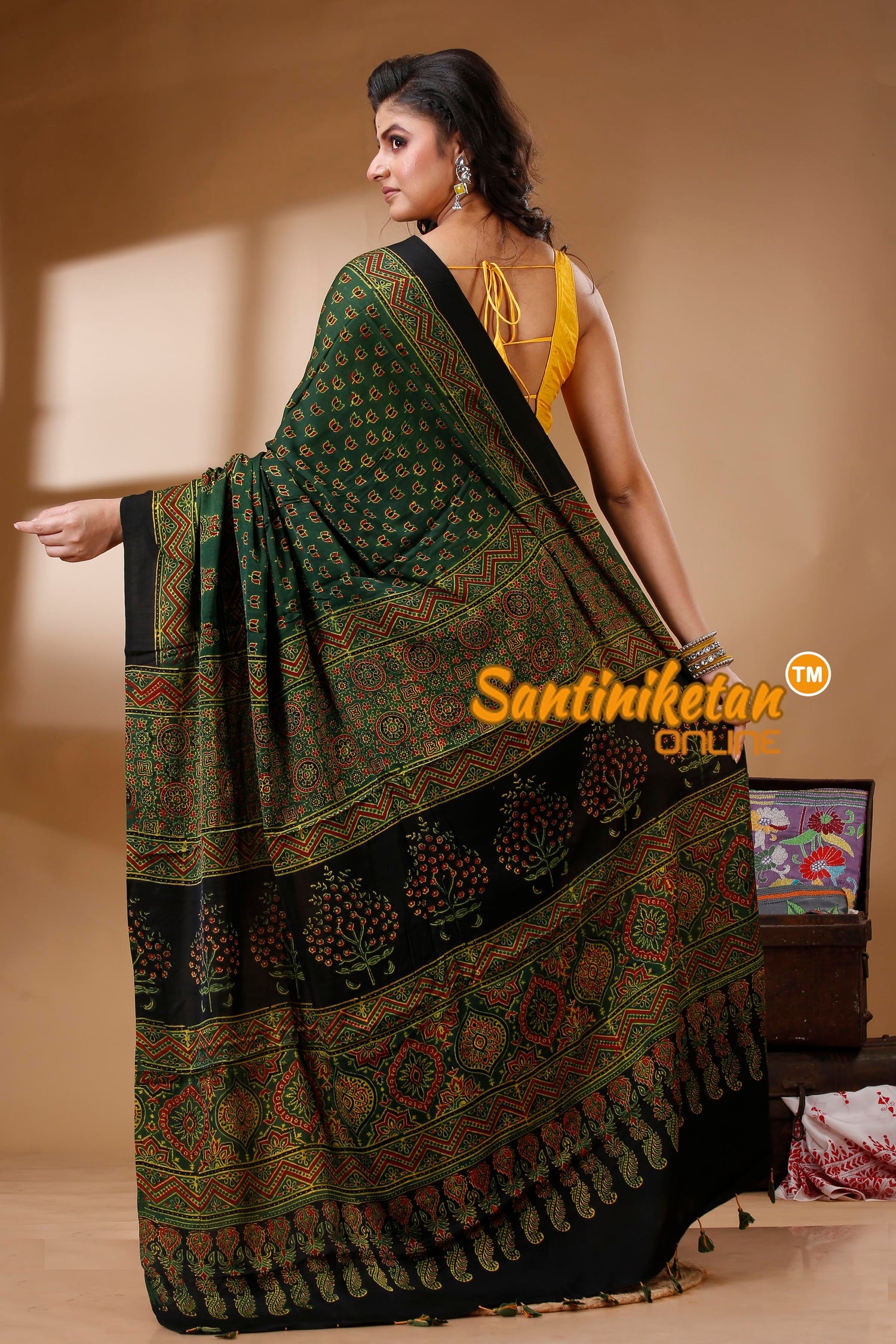 Ajrakh Hand Block On Modal Silk SN202523159