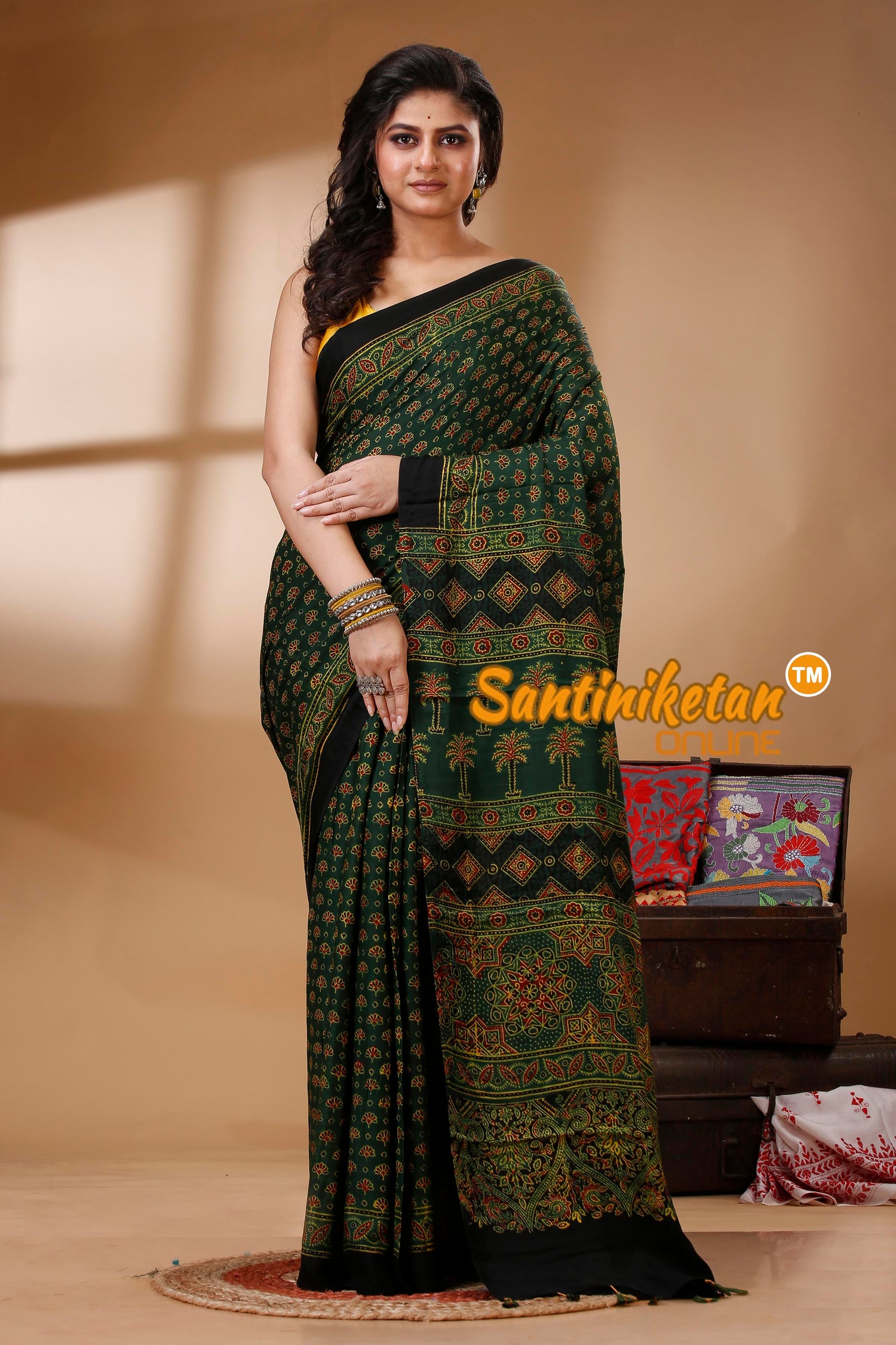 Ajrakh Hand Block On Modal Silk SN202523165