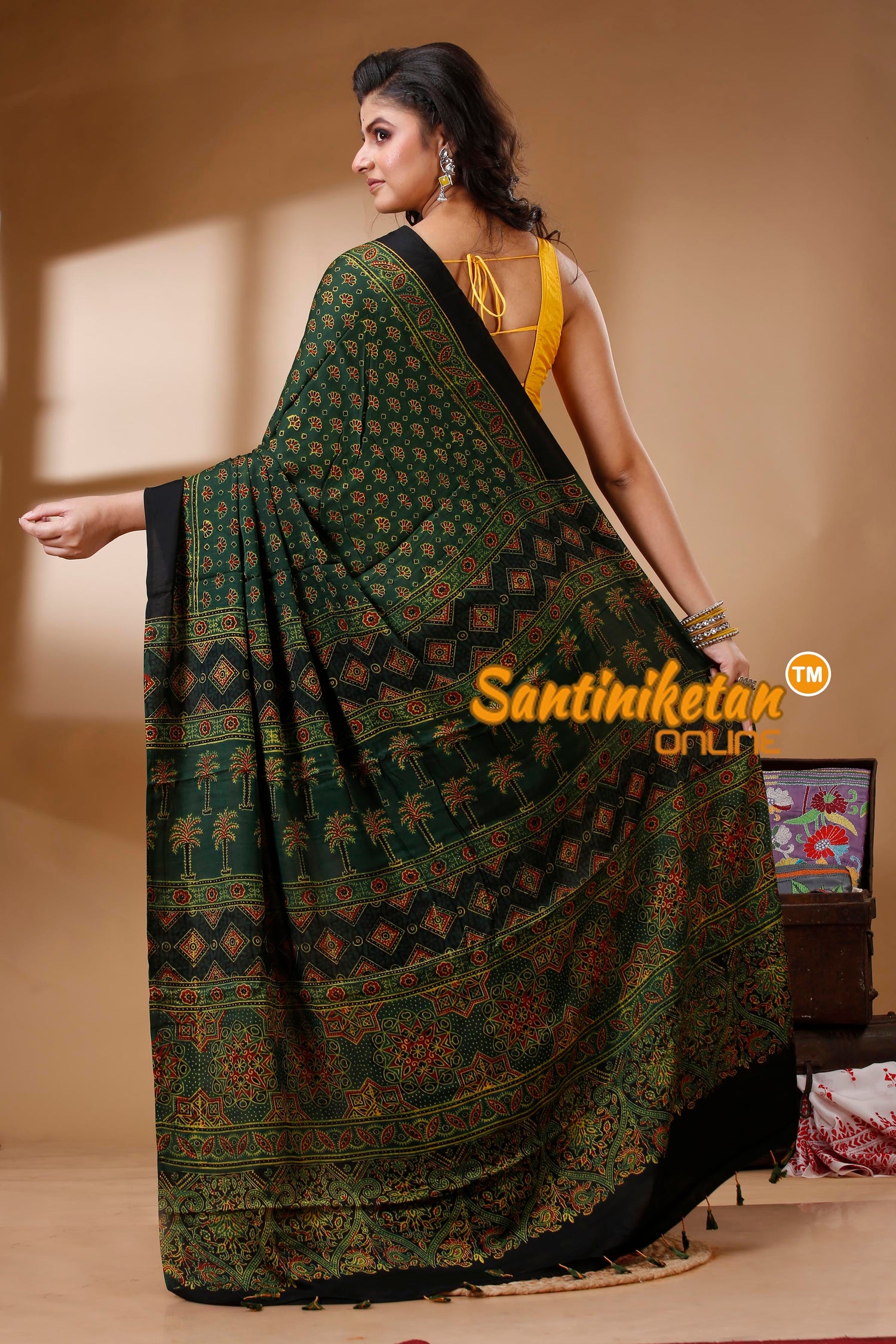 Ajrakh Hand Block On Modal Silk SN202523165