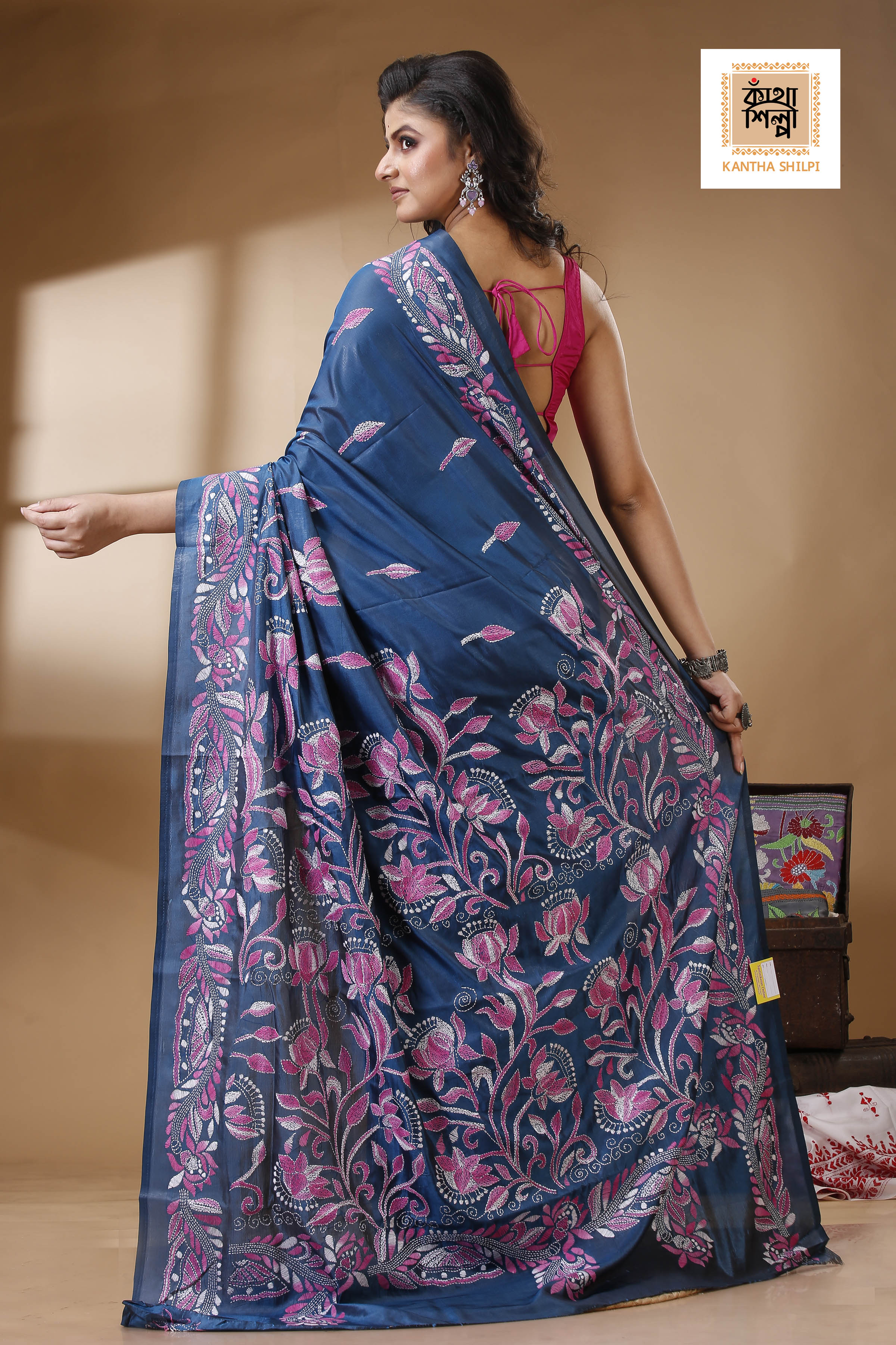 Bangalore Silk Kantha Stitch Saree SN202523237