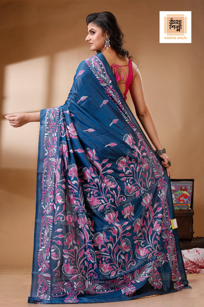 Bangalore Silk Kantha Stitch Saree SN202523237