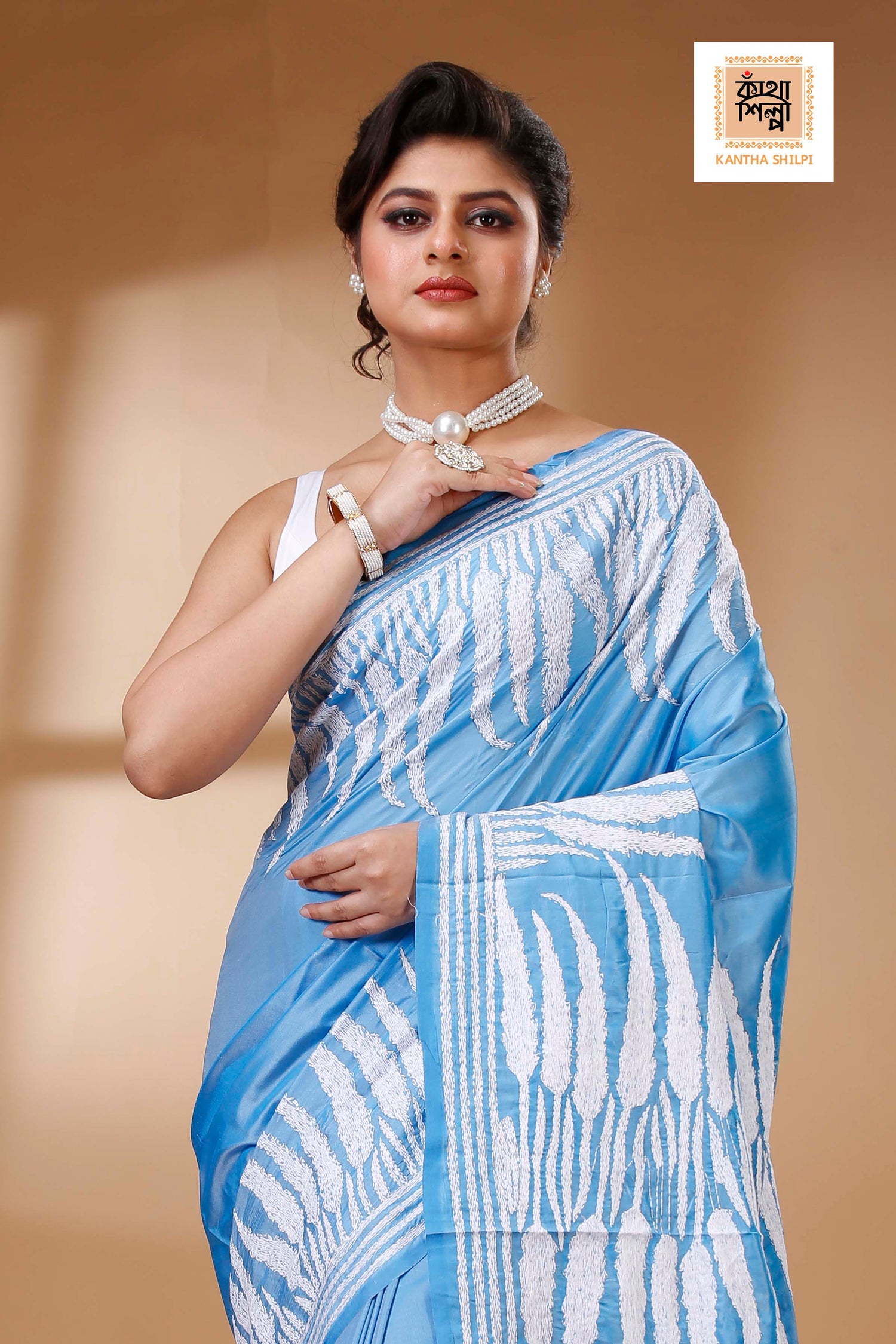Bangalore Silk Kantha Stitch Saree SN202523267