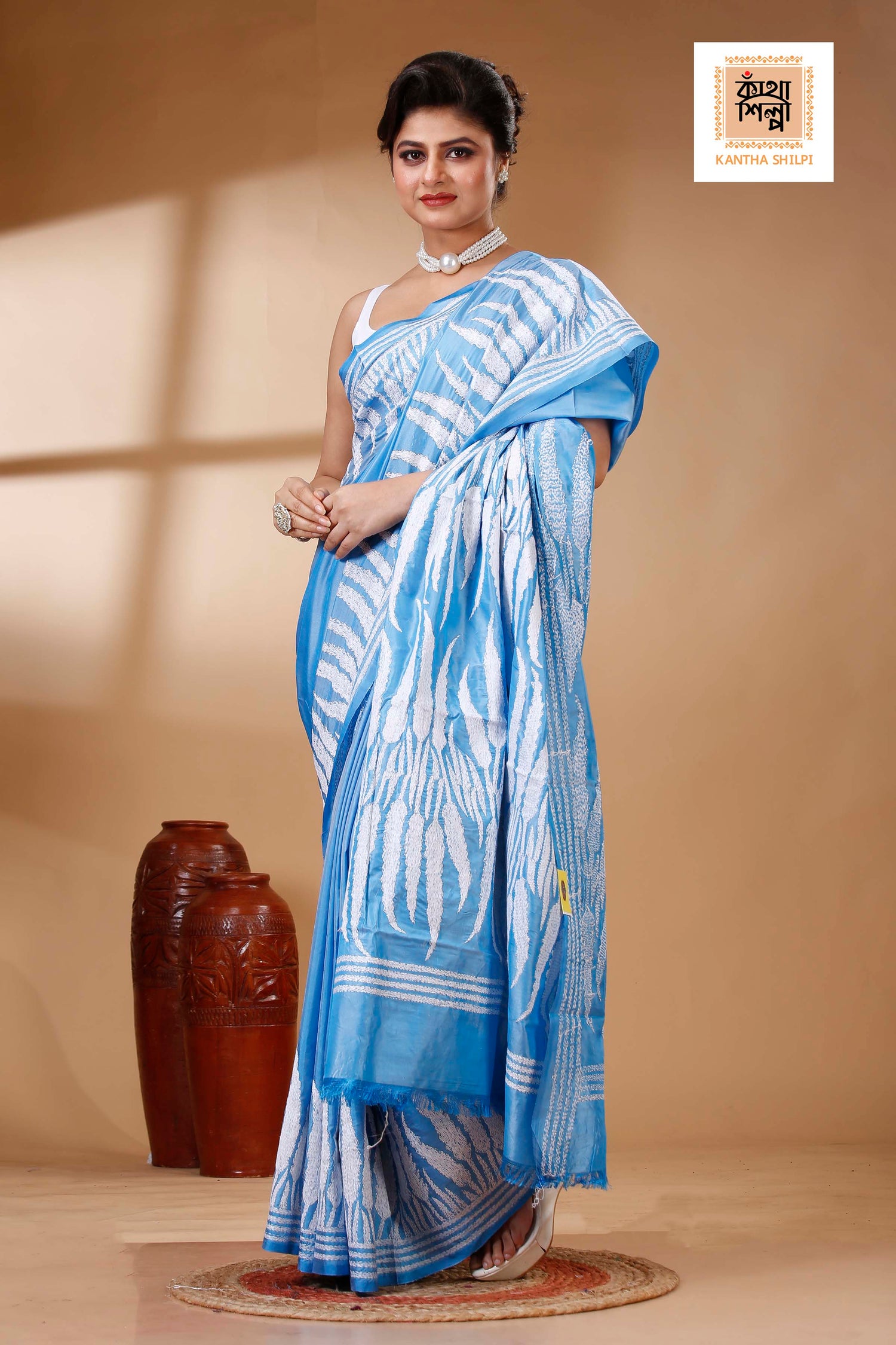 Bangalore Silk Kantha Stitch Saree SN202523267