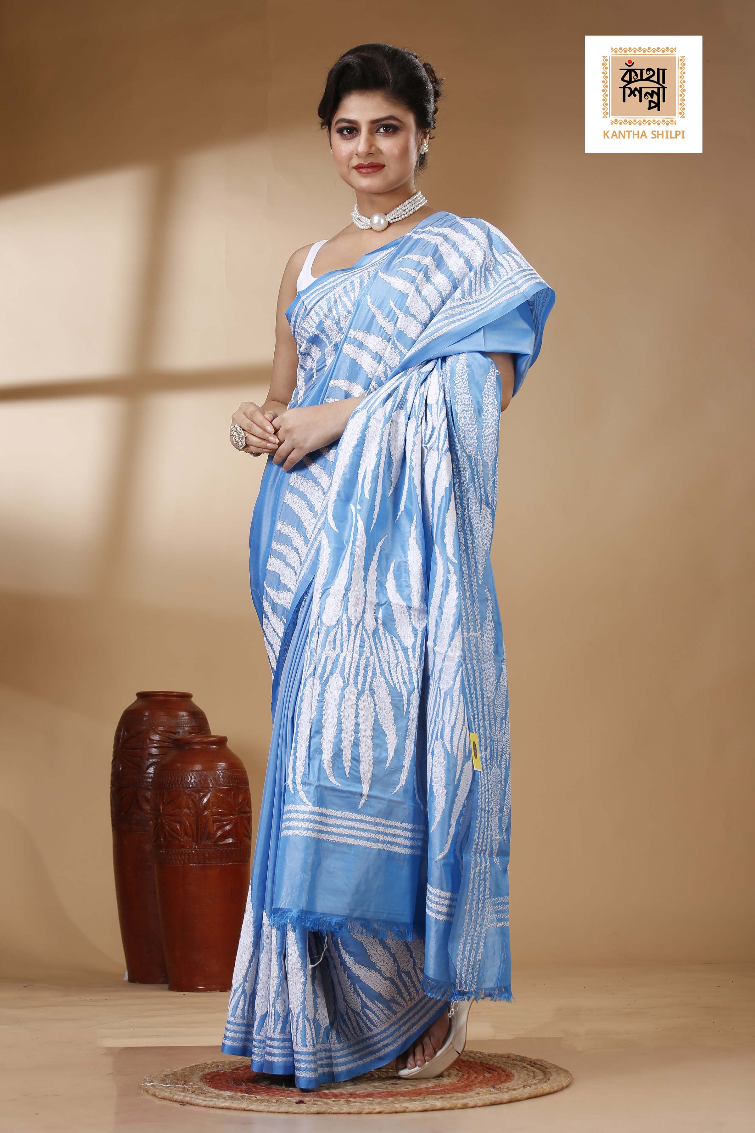 Bangalore Silk Kantha Stitch Saree SN202523267