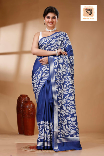 Bangalore Silk Kantha Stitch Saree SN202523273