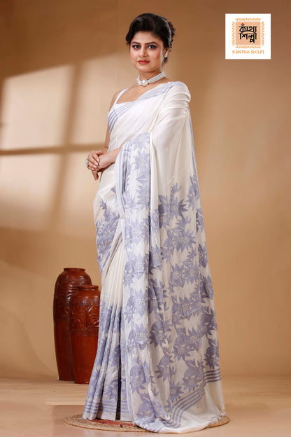Bangalore Silk Kantha Stitch Saree SN202523279