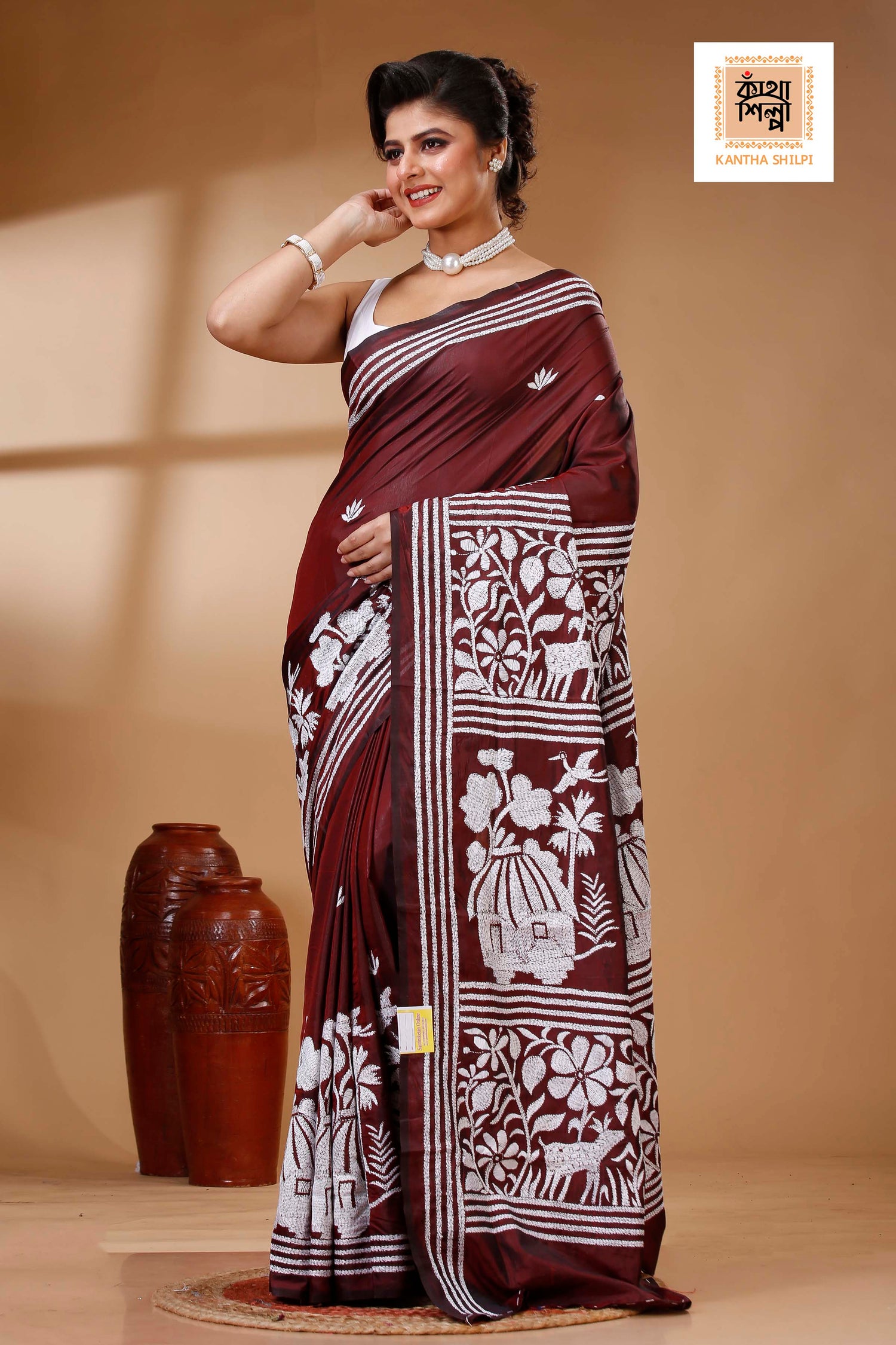 Bangalore Silk Kantha Stitch Saree SN202523304