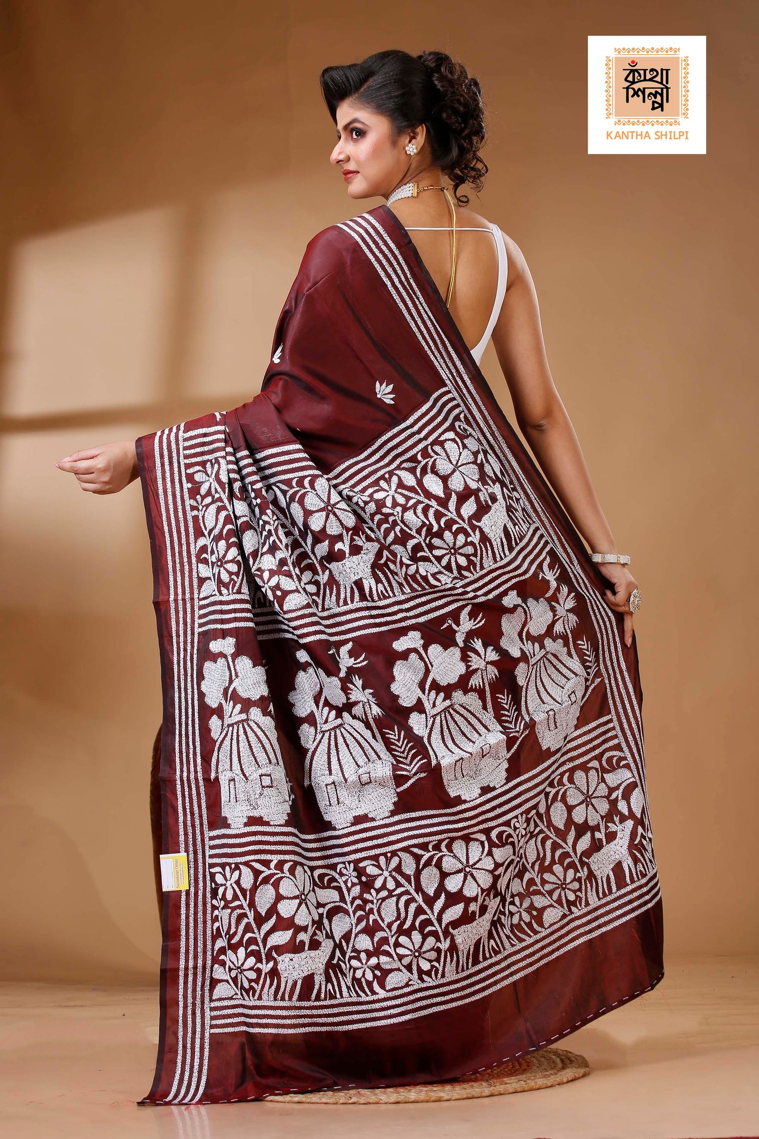 Bangalore Silk Kantha Stitch Saree SN202523304