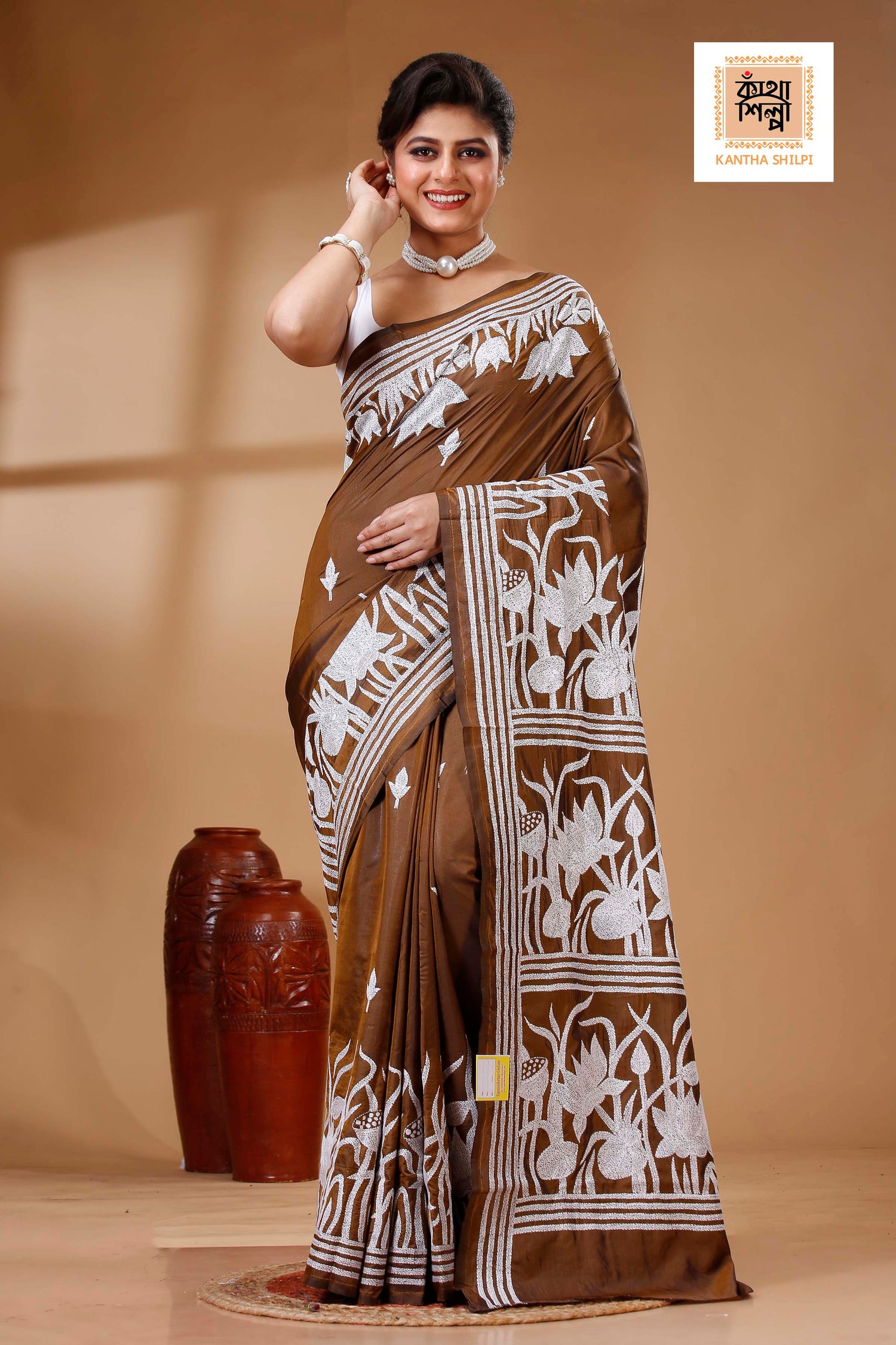 Bangalore Silk Kantha Stitch Saree SN202523310