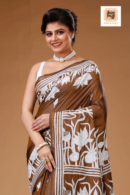Bangalore Silk Kantha Stitch Saree SN202523310