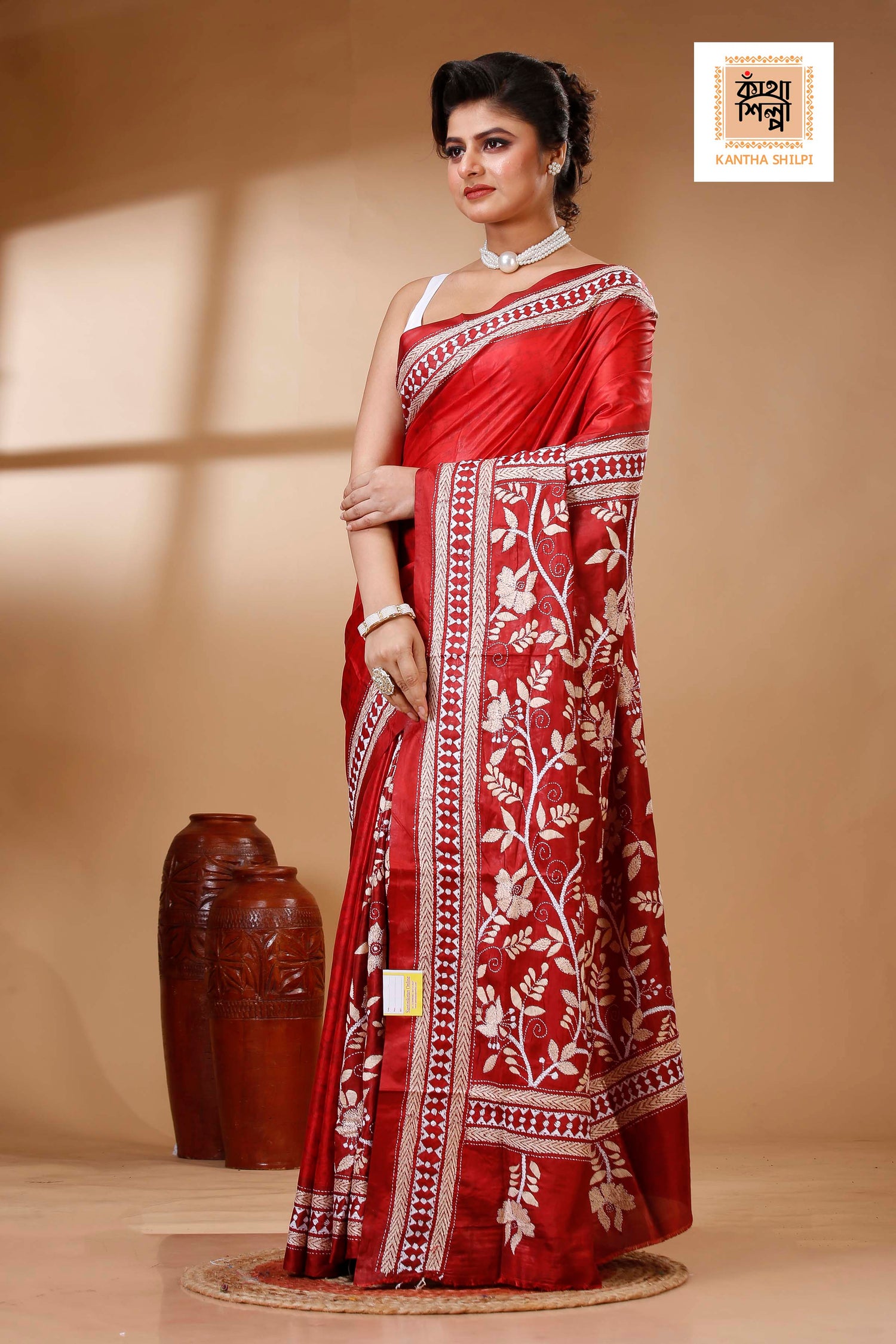 Bangalore Silk Kantha Stitch Saree SN202523382