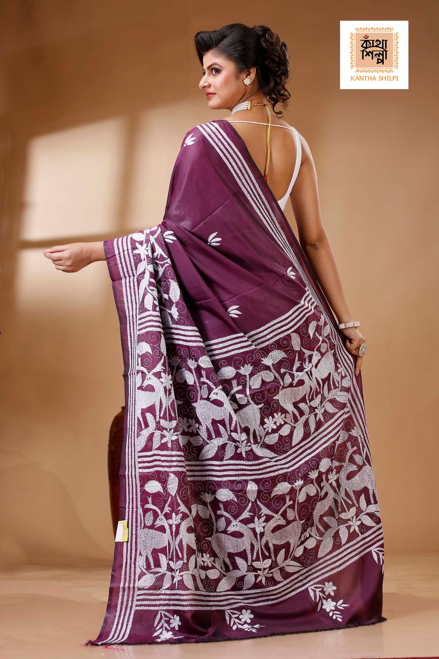 Bangalore Silk Kantha Stitch Saree SN202523388