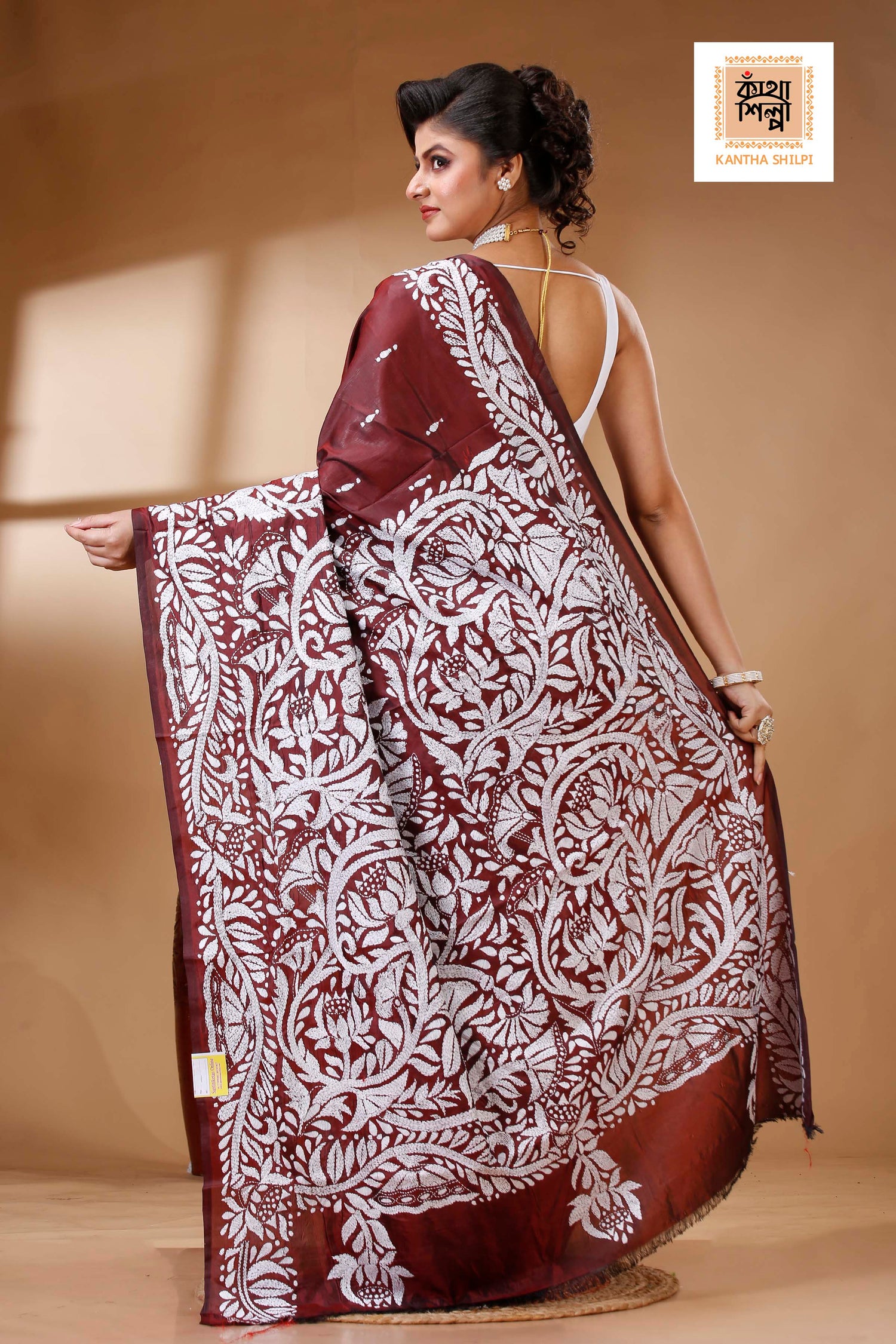 Bangalore Silk Kantha Stitch Saree SN202523394