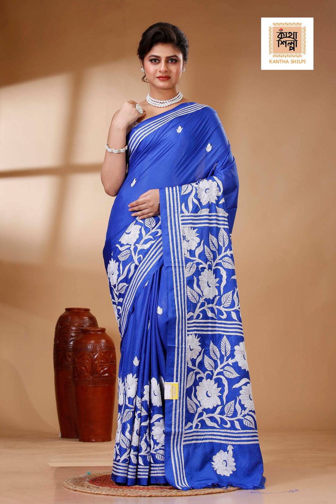 Bangalore Silk Kantha Stitch Saree SN202523419