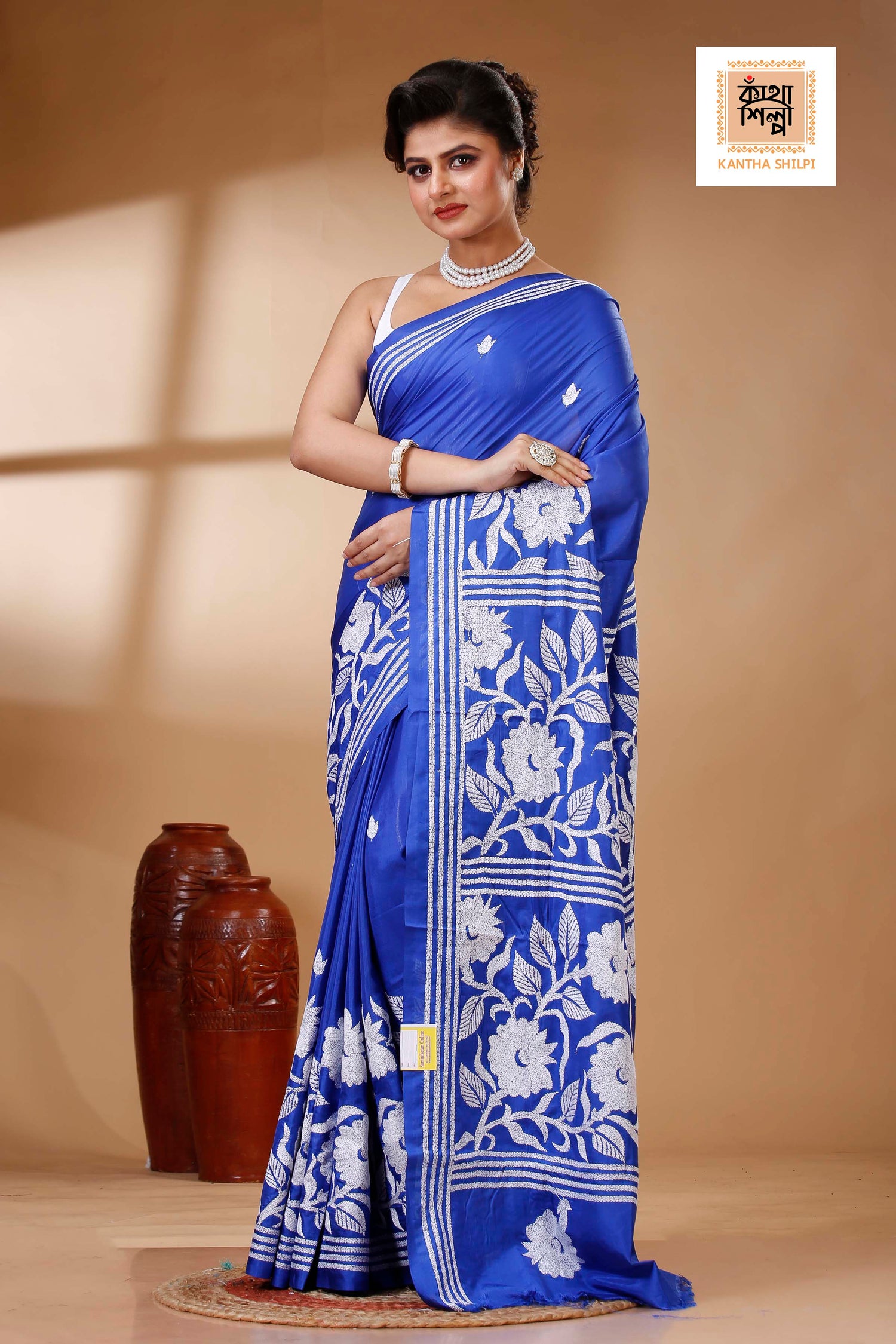 Bangalore Silk Kantha Stitch Saree SN202523419