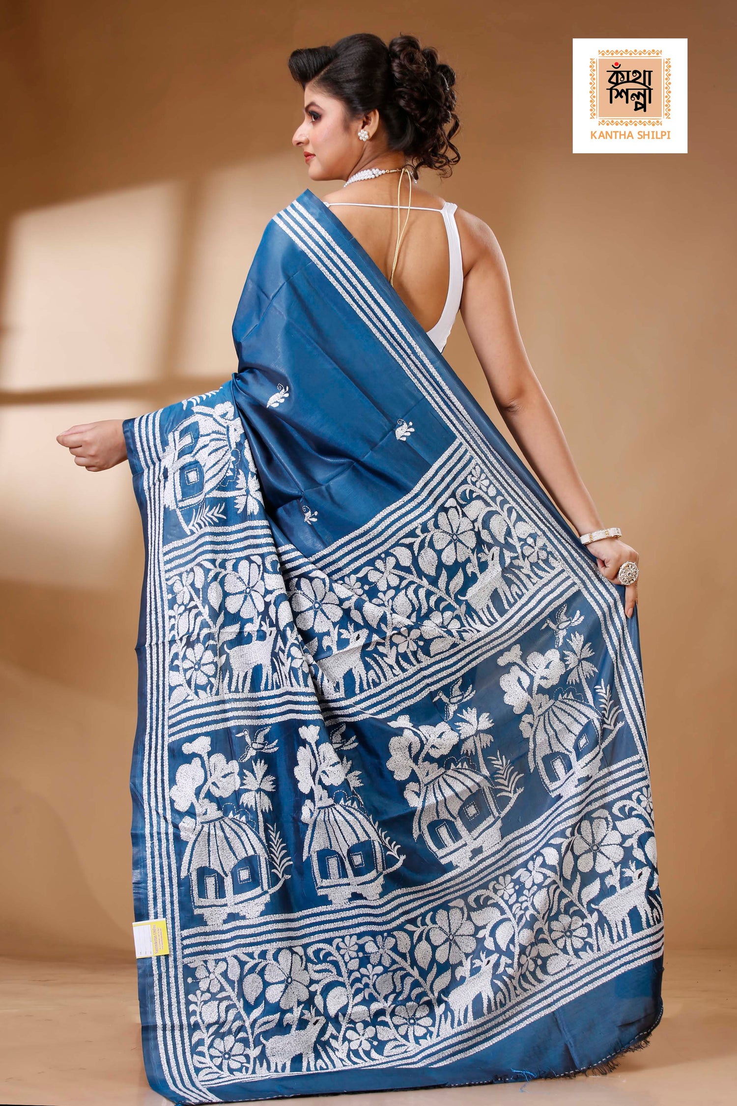 Bangalore Silk Kantha Stitch Saree SN202523425