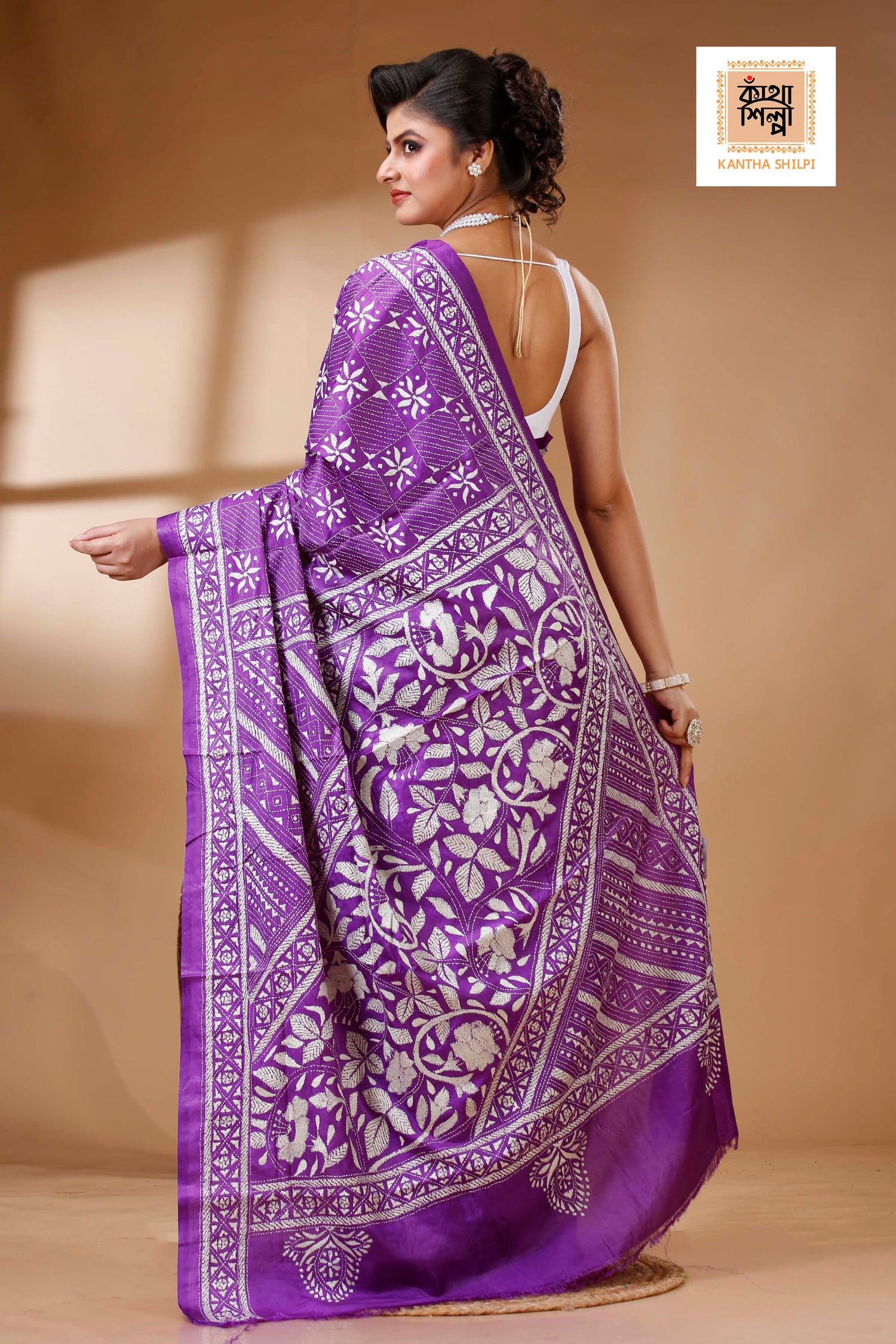 Bangalore Silk Kantha Stitch Saree SN202523449