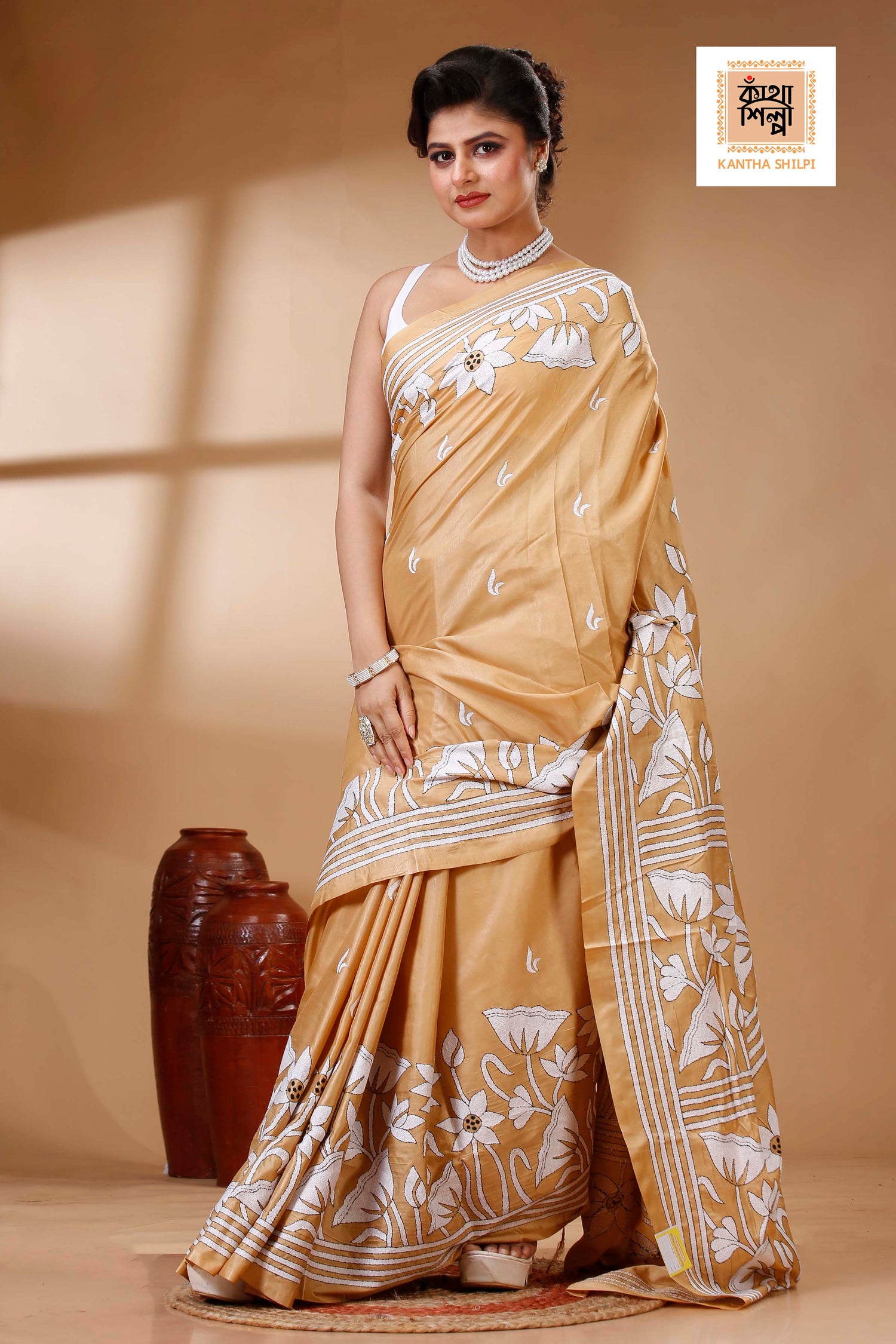 Bangalore Silk Kantha Stitch Saree SN202523461