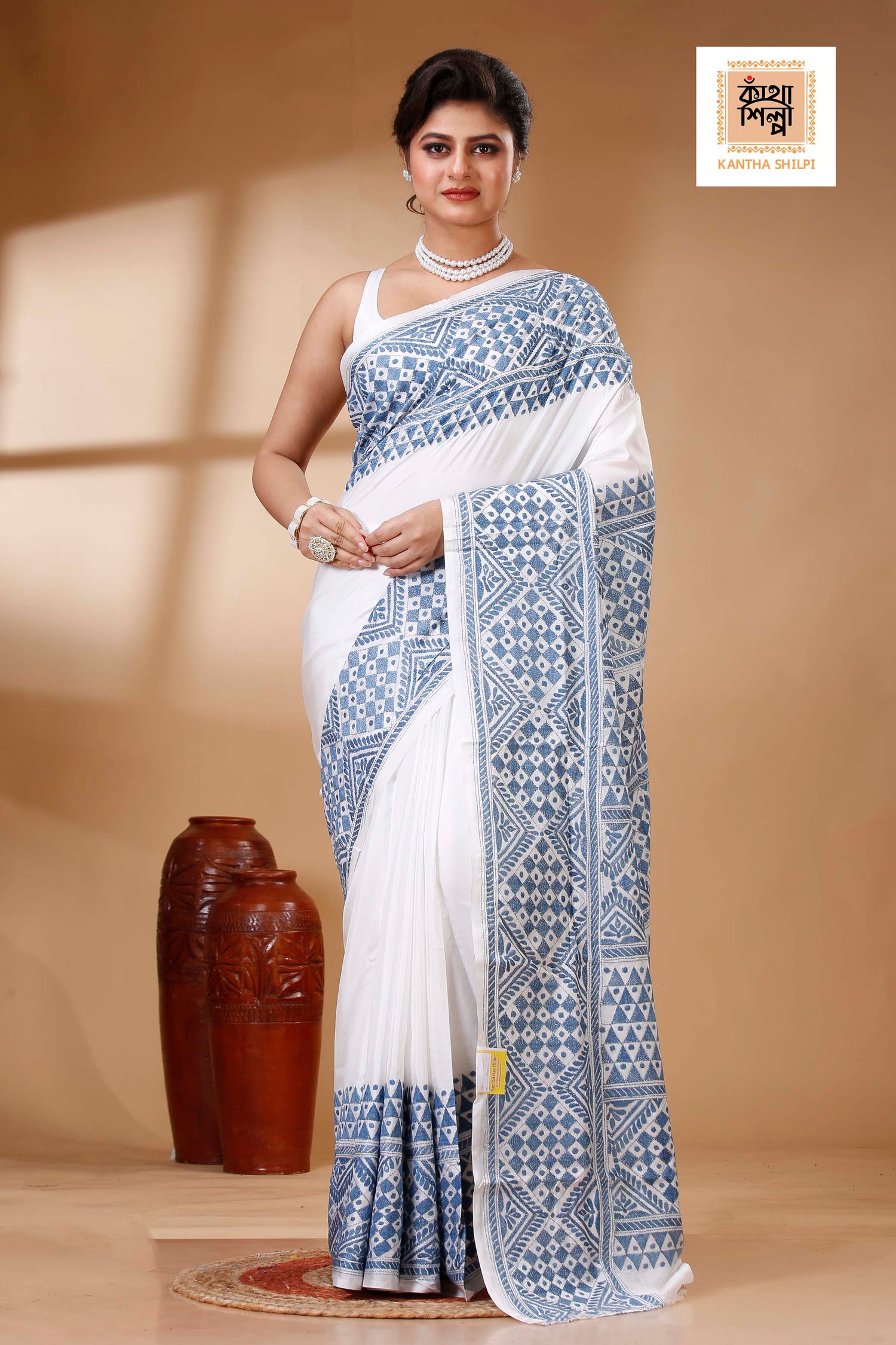 Bangalore Silk Kantha Stitch Saree SN202523467