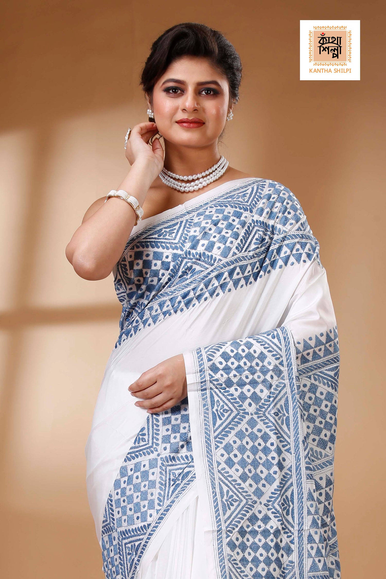 Bangalore Silk Kantha Stitch Saree SN202523467