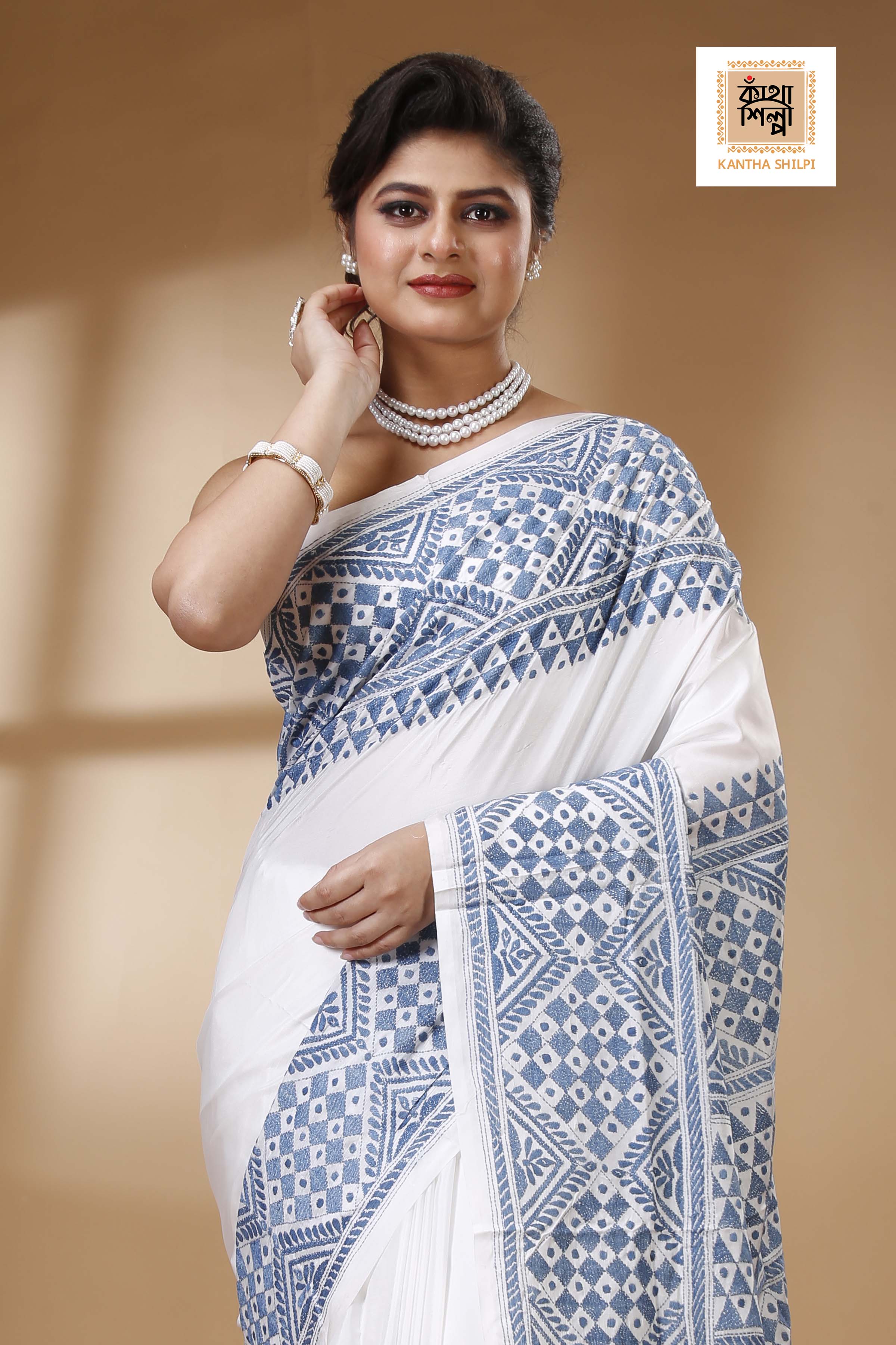 Bangalore Silk Kantha Stitch Saree SN202523467