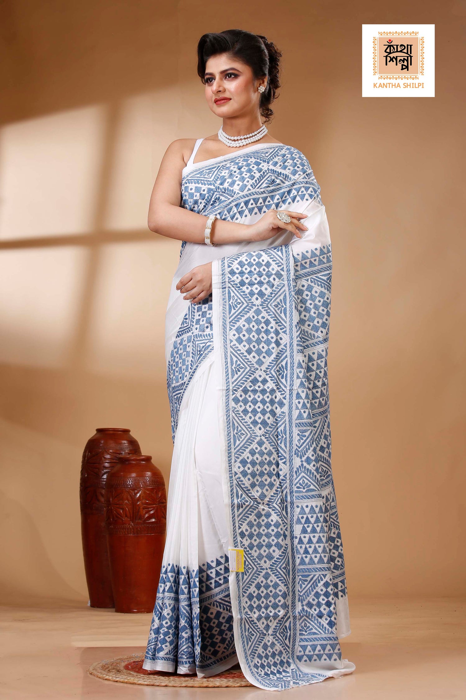 Bangalore Silk Kantha Stitch Saree SN202523467