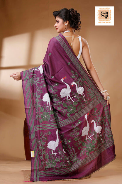 Bangalore Silk Kantha Stitch Saree SN202523479