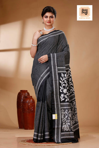 Bangalore Silk Kantha Stitch Saree SN202523504