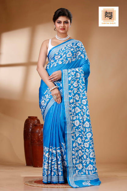 Bangalore Silk Kantha Stitch Saree SN202523546