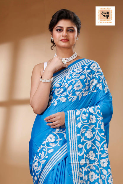 Bangalore Silk Kantha Stitch Saree SN202523546