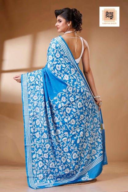 Bangalore Silk Kantha Stitch Saree SN202523546