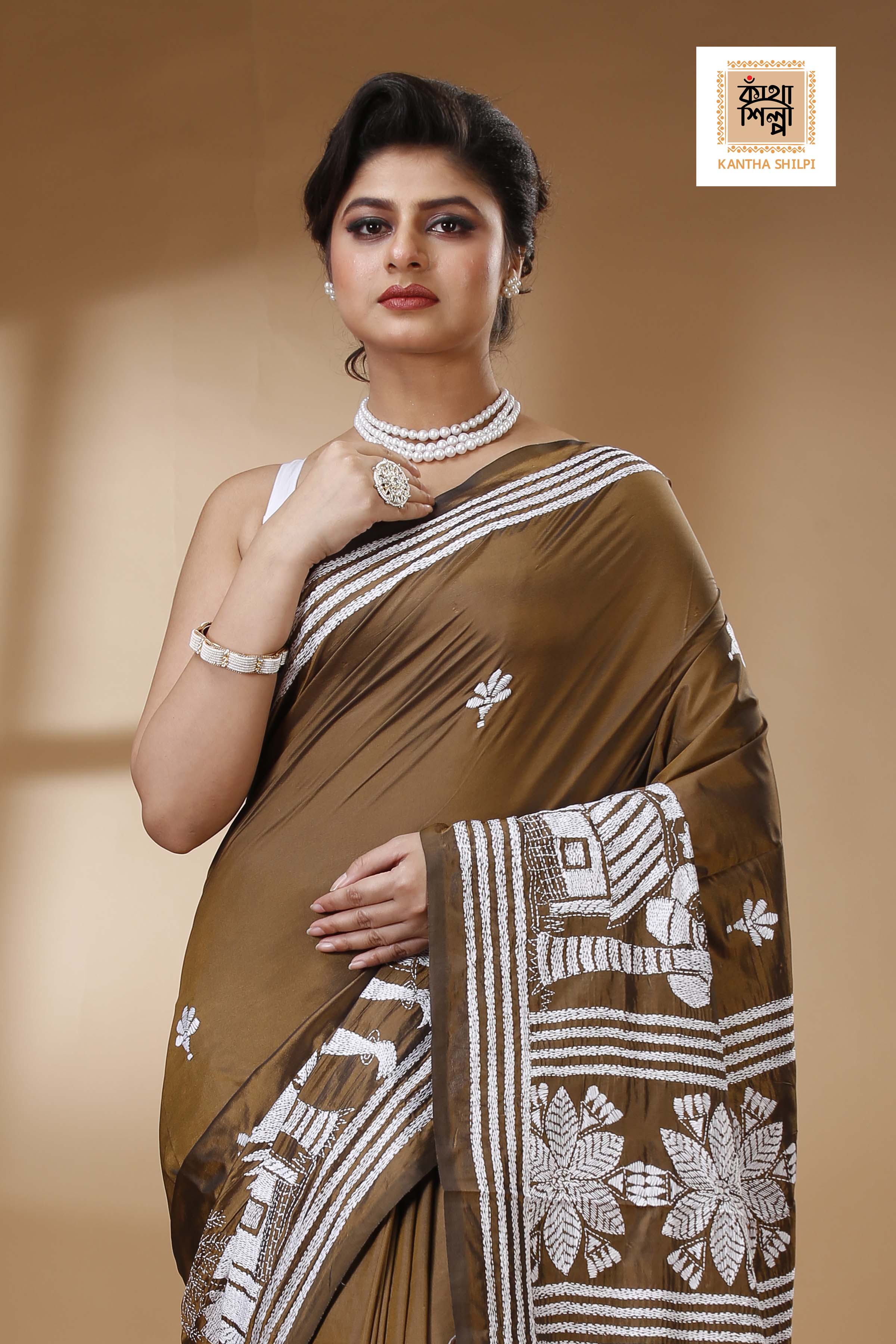 Bangalore Silk Kantha Stitch Saree SN202523552