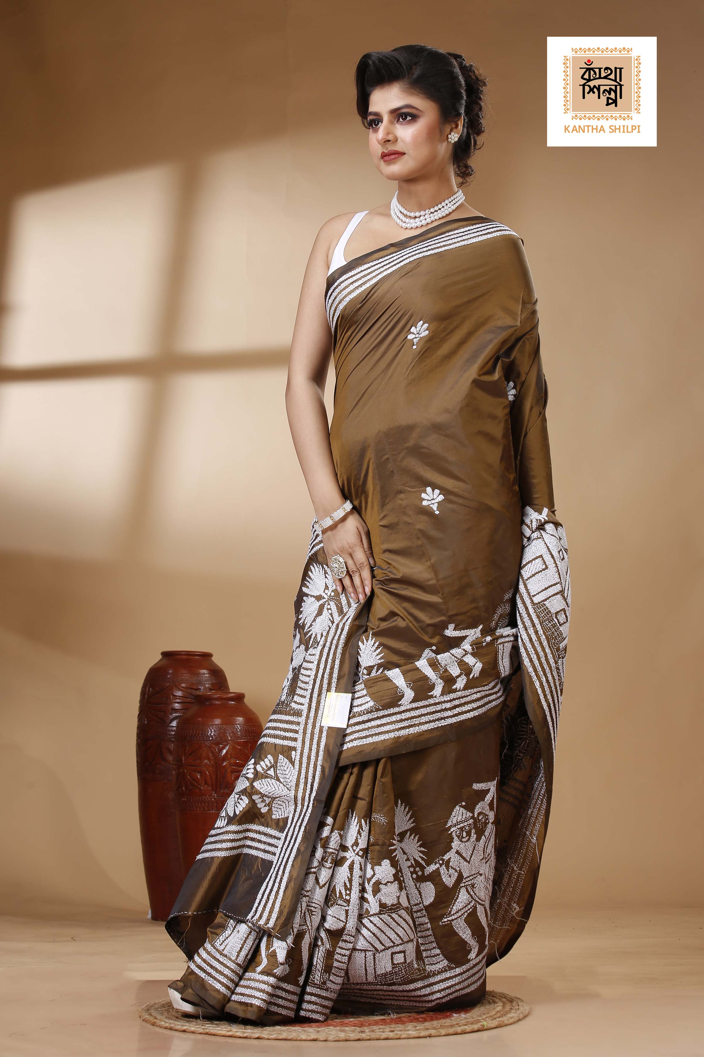Bangalore Silk Kantha Stitch Saree SN202523552
