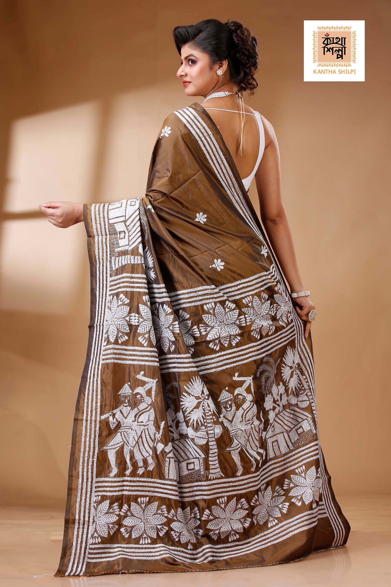 Bangalore Silk Kantha Stitch Saree SN202523552