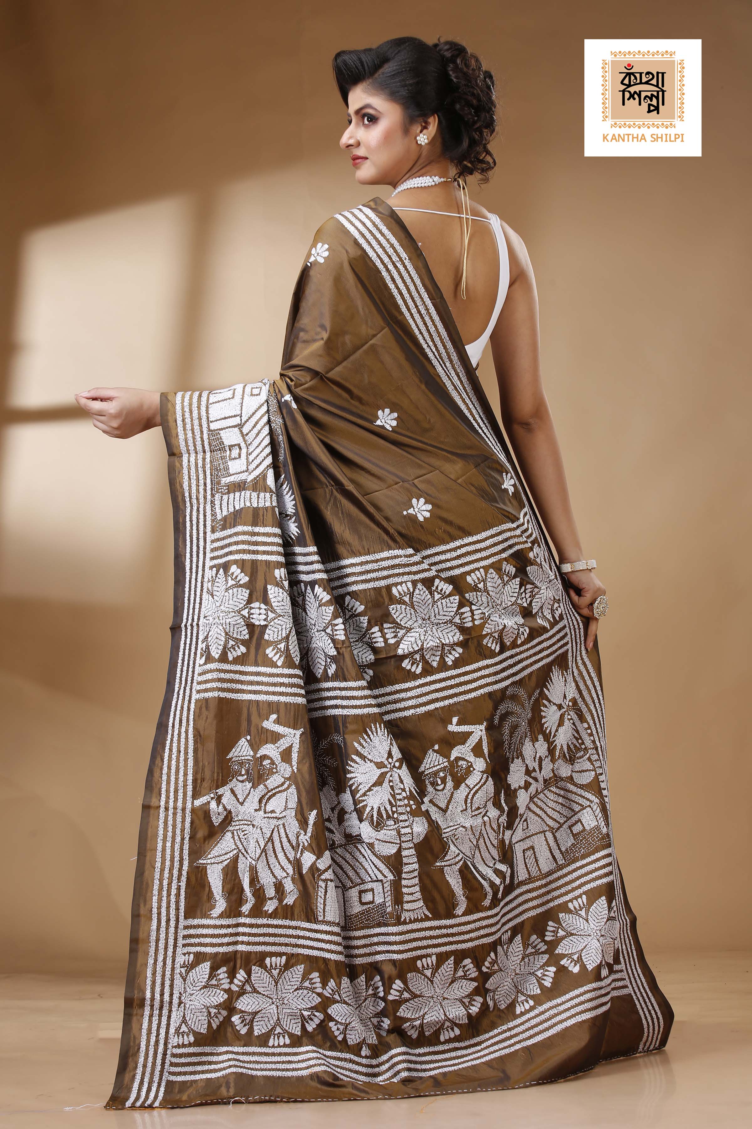 Bangalore Silk Kantha Stitch Saree SN202523552