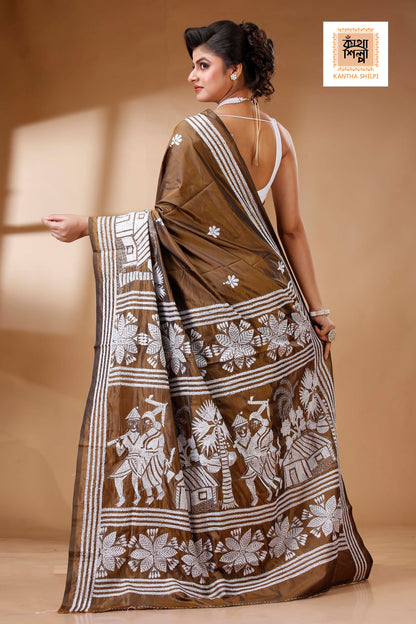 Bangalore Silk Kantha Stitch Saree SN202523552