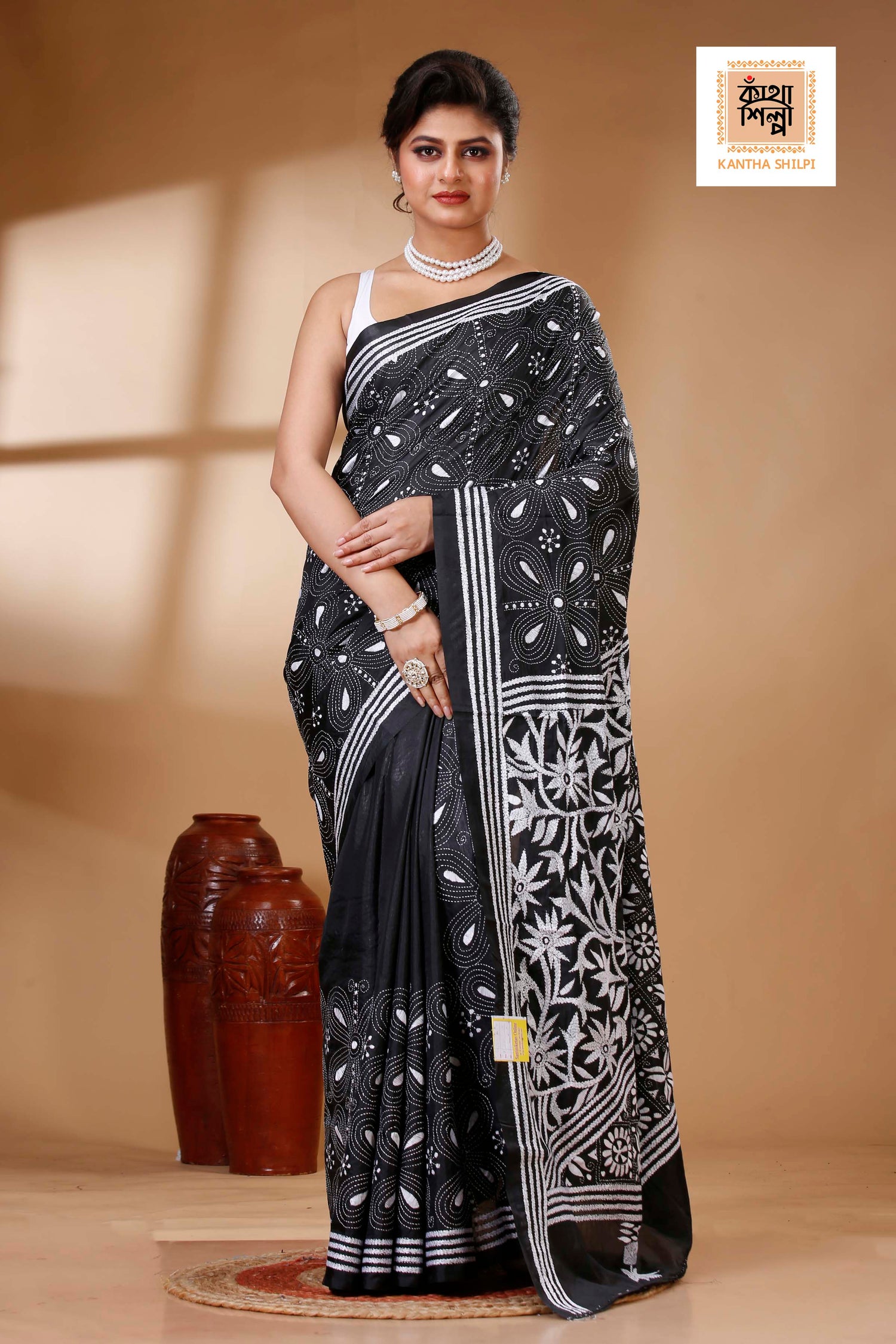 Bangalore Silk Kantha Stitch Saree SN202523558