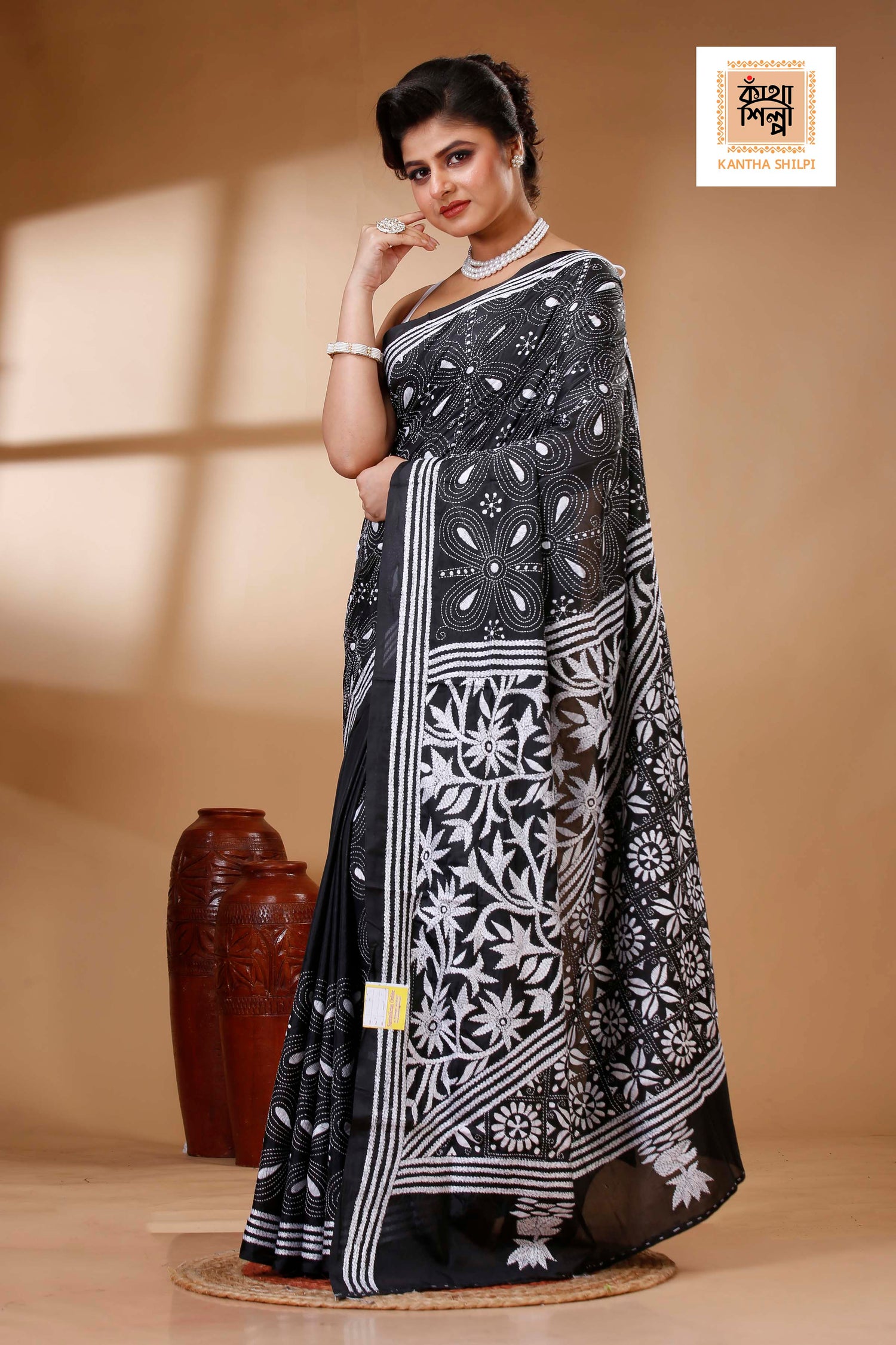 Bangalore Silk Kantha Stitch Saree SN202523558