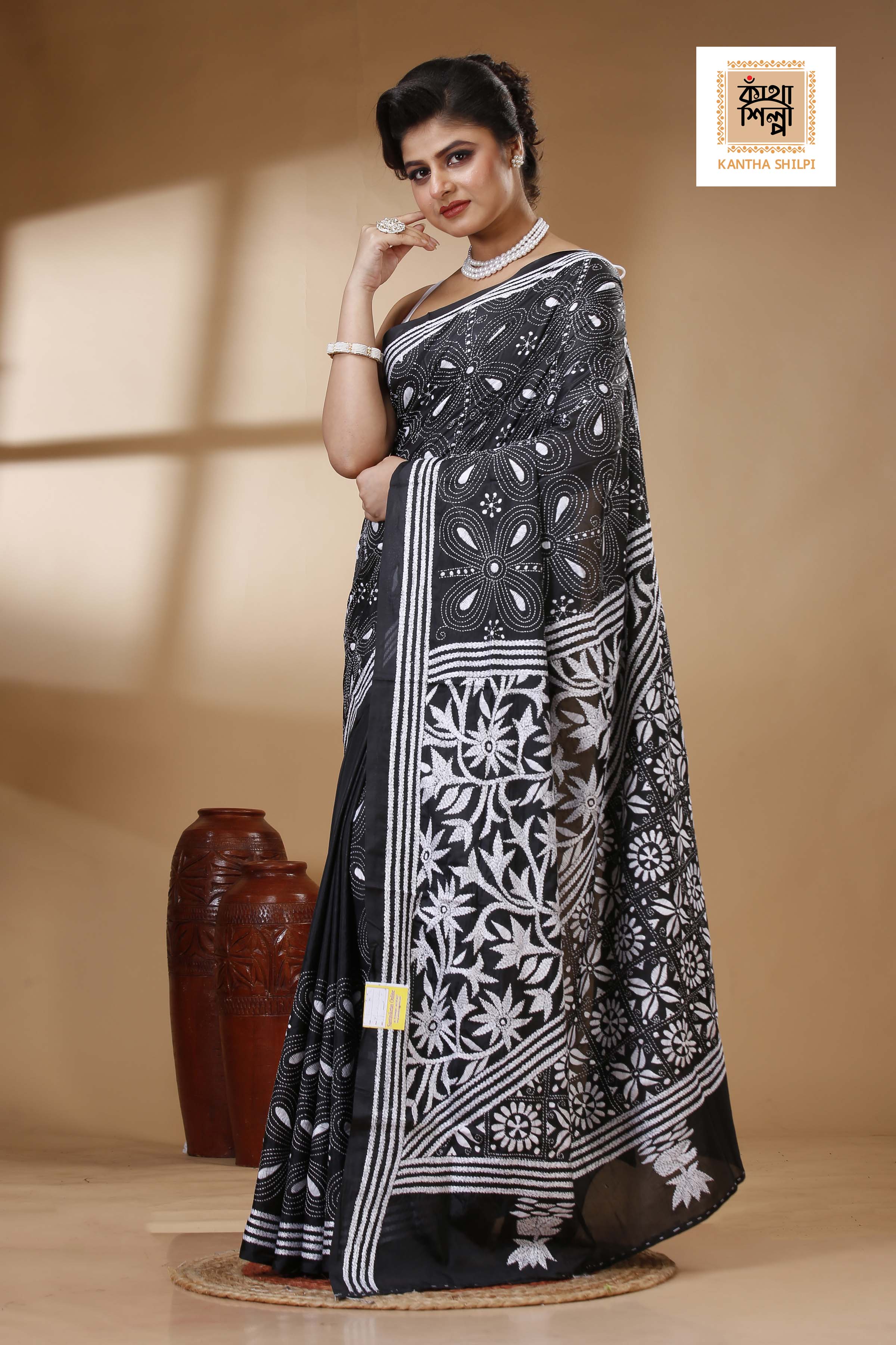 Bangalore Silk Kantha Stitch Saree SN202523558